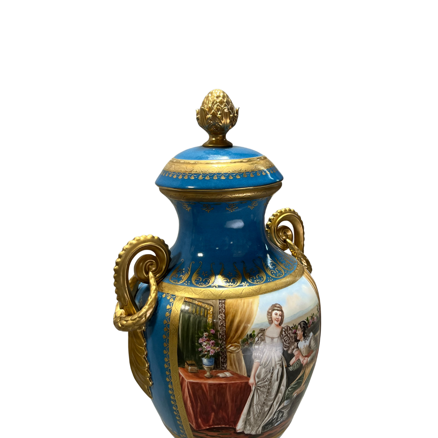 Gorgeous Hand-painted Porcelain And Bronze Vase