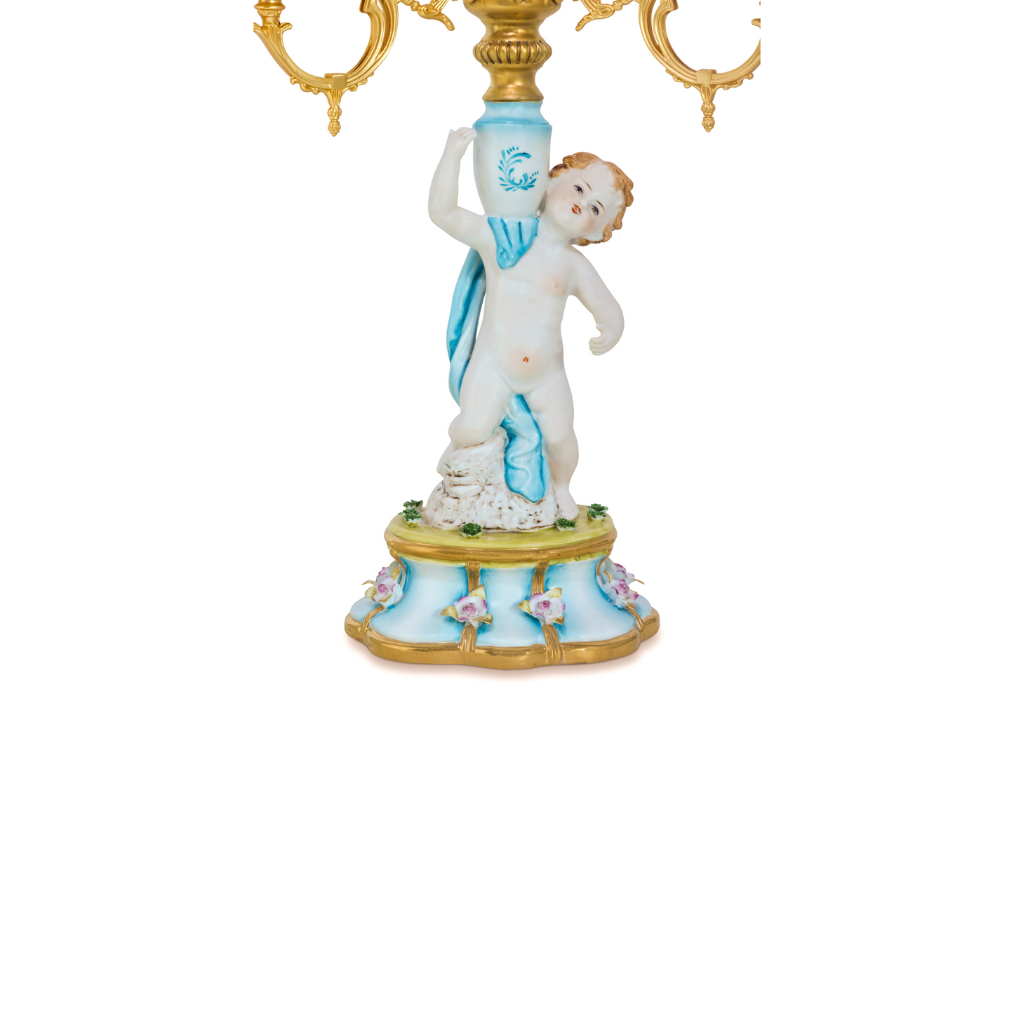 Hand-Painted Cherub Candle Holder Set