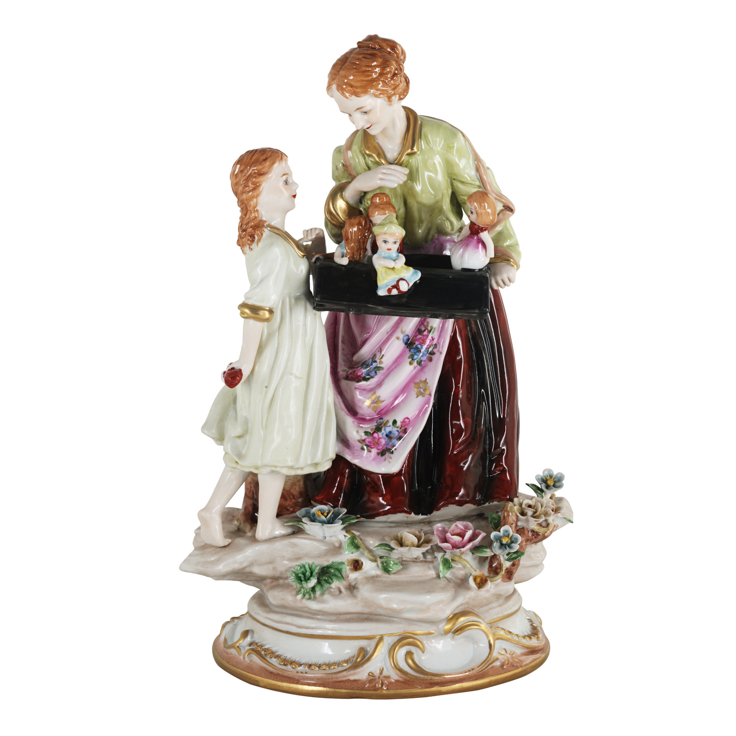 Figura Porcelana Titiritera y Niño