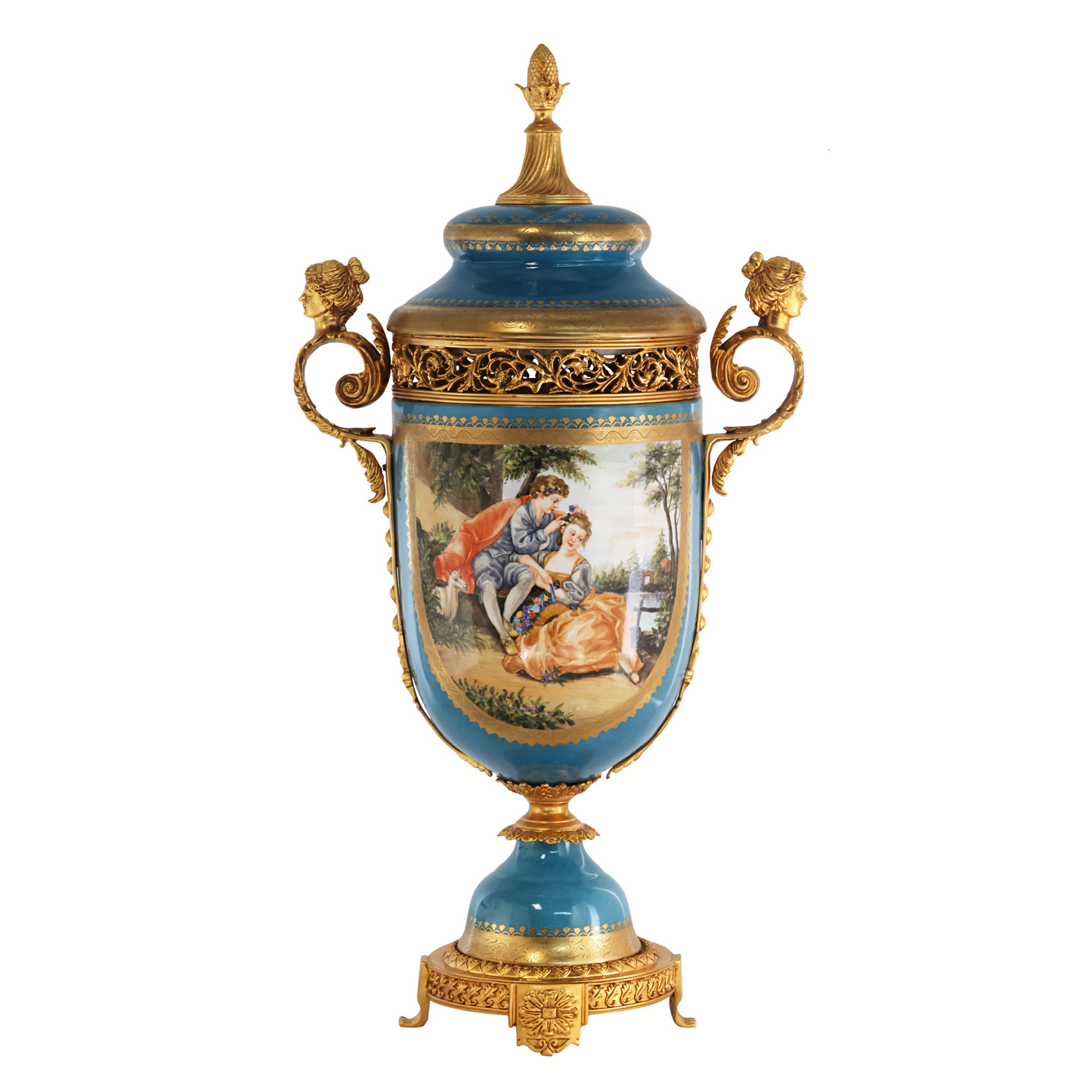 Potpourri Hand-painted Porcelain And Bronze Jar