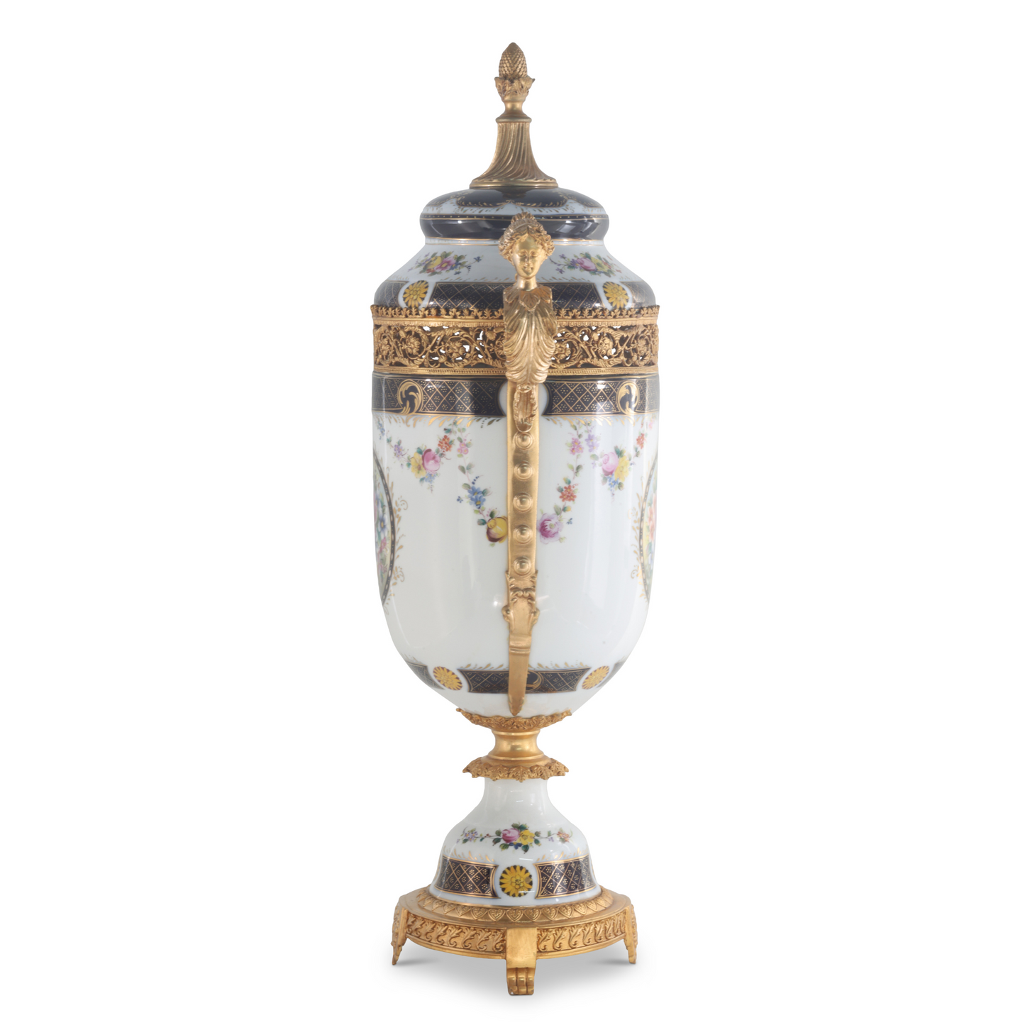 Hand-painted Potpourri Porcelain And Bronze Jar