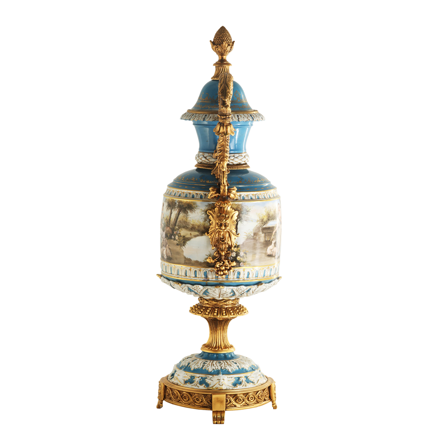Bronze Handle Rococo Porcelain Vase