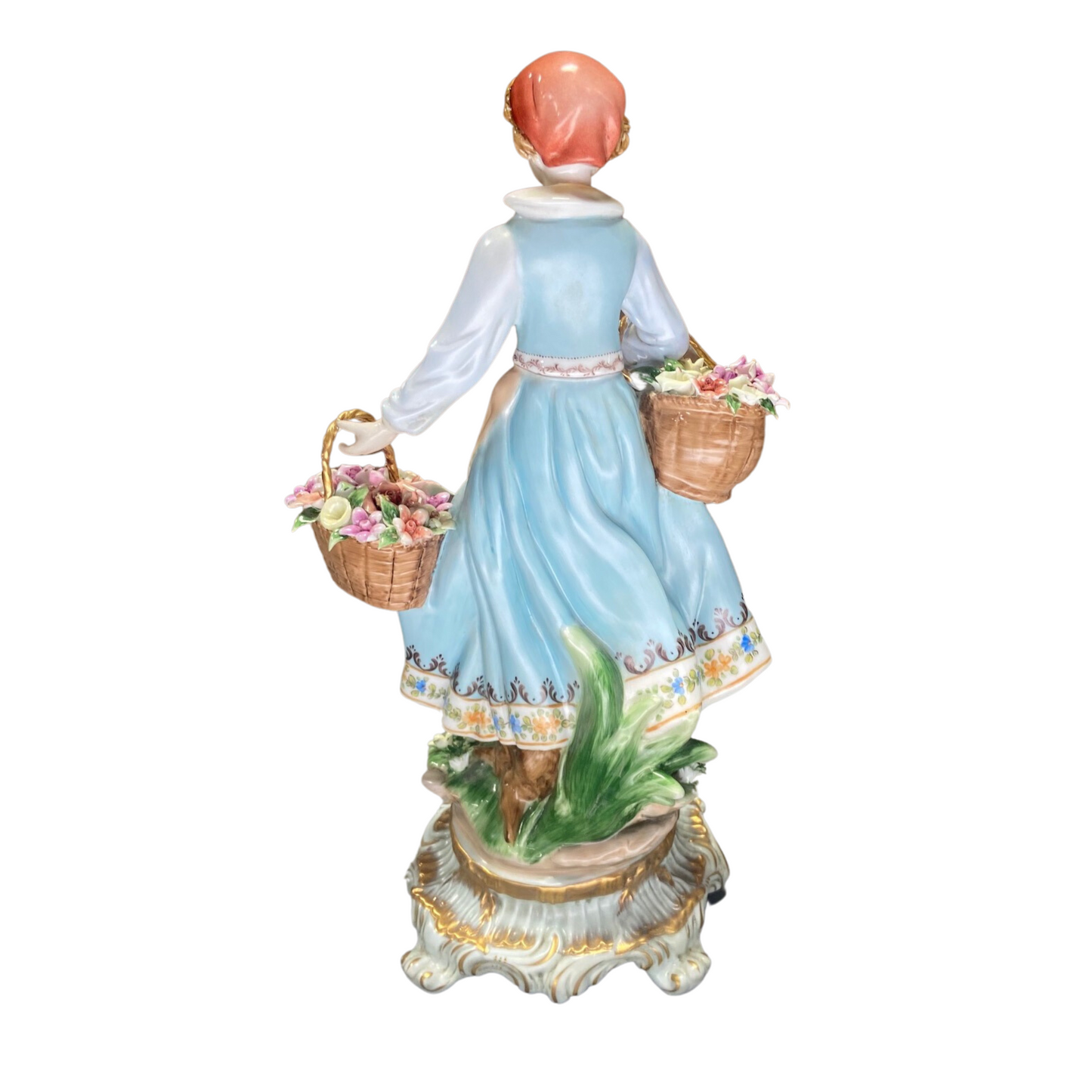 Girl With Flower Baskets Porcelain Figurine