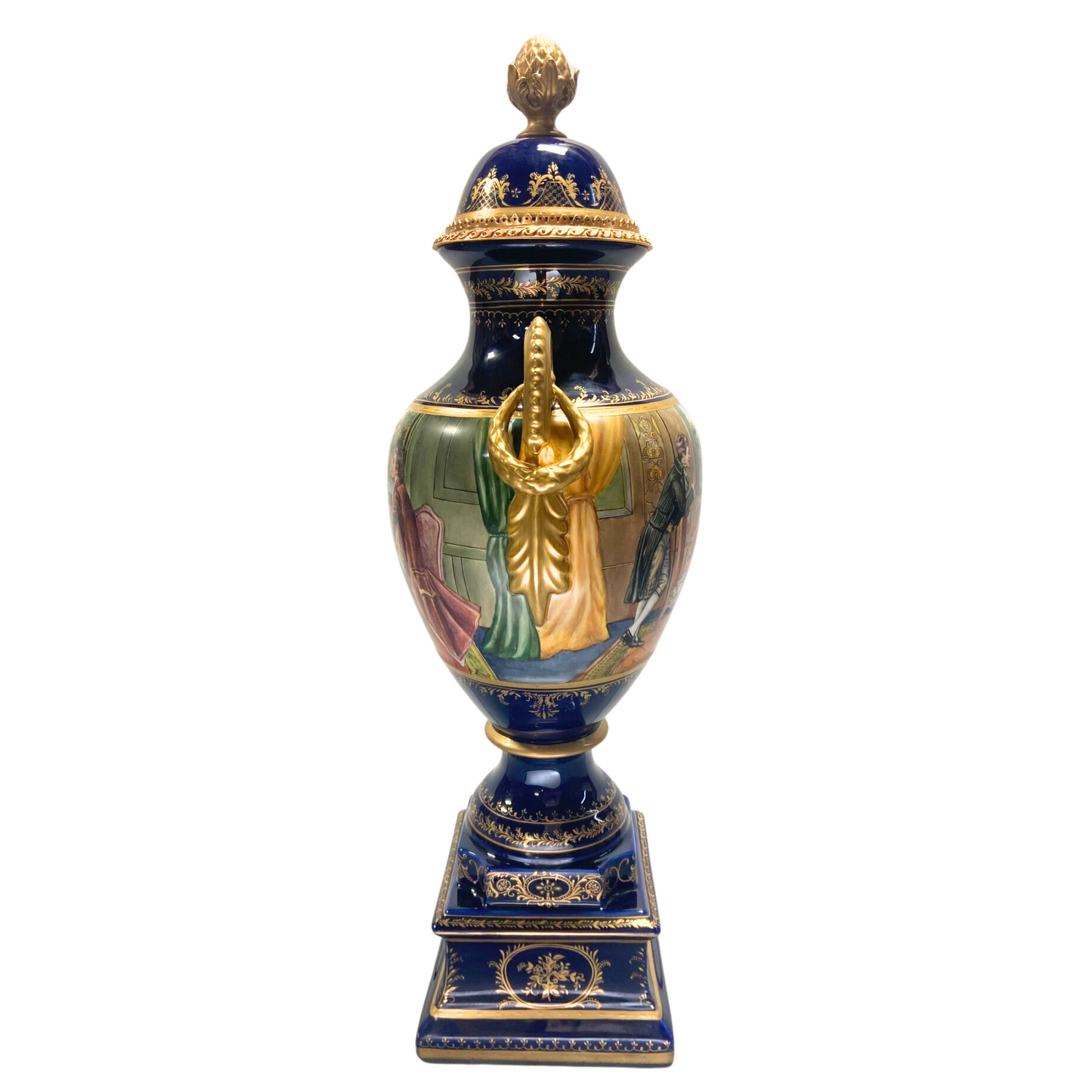 Hand-painted Dark Blue Courtship Vase