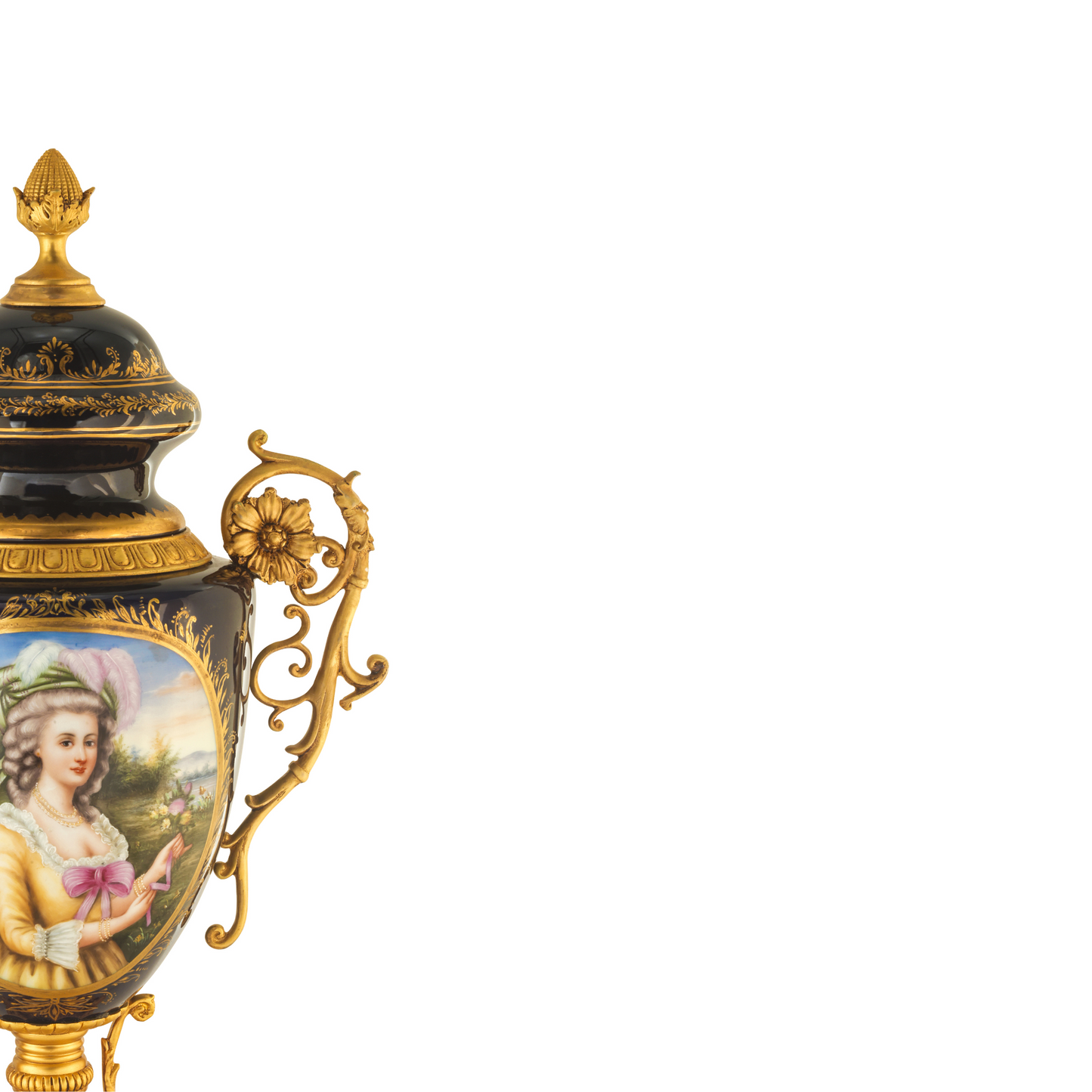 Bronze Handle Rococo Porcelain Vase