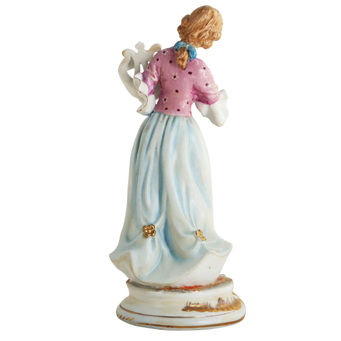 Hand-painted Lady With Harp Figurine