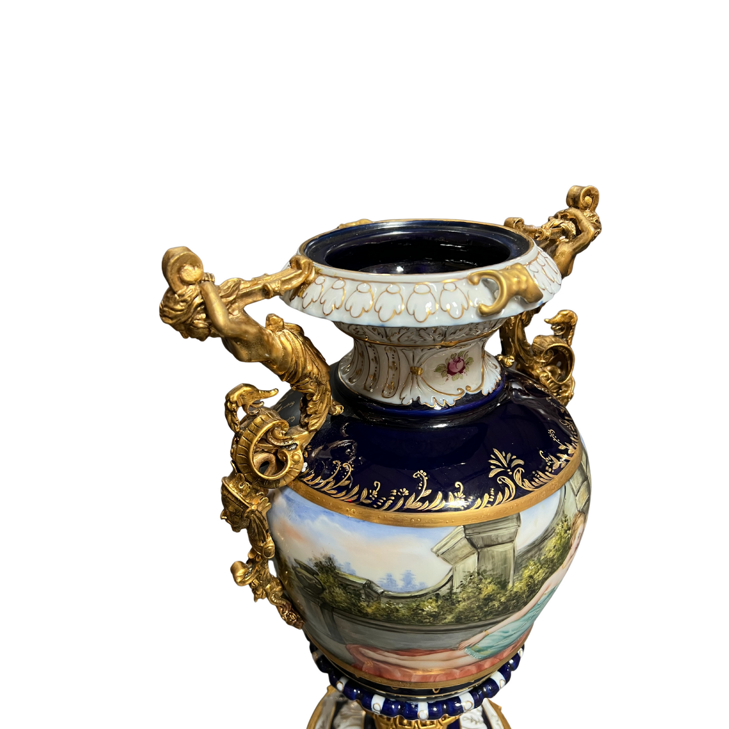 Bronze Handle Rococo Porcelain Vase