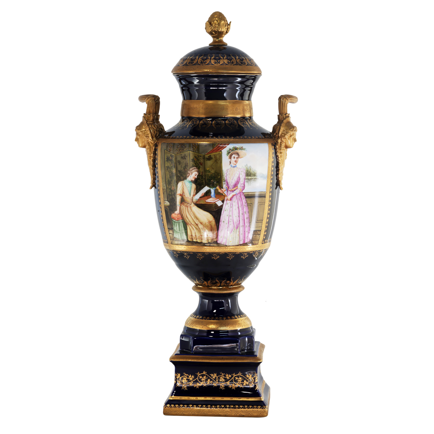 Gorgeous Hand-painted Porcelain And Bronze Vase