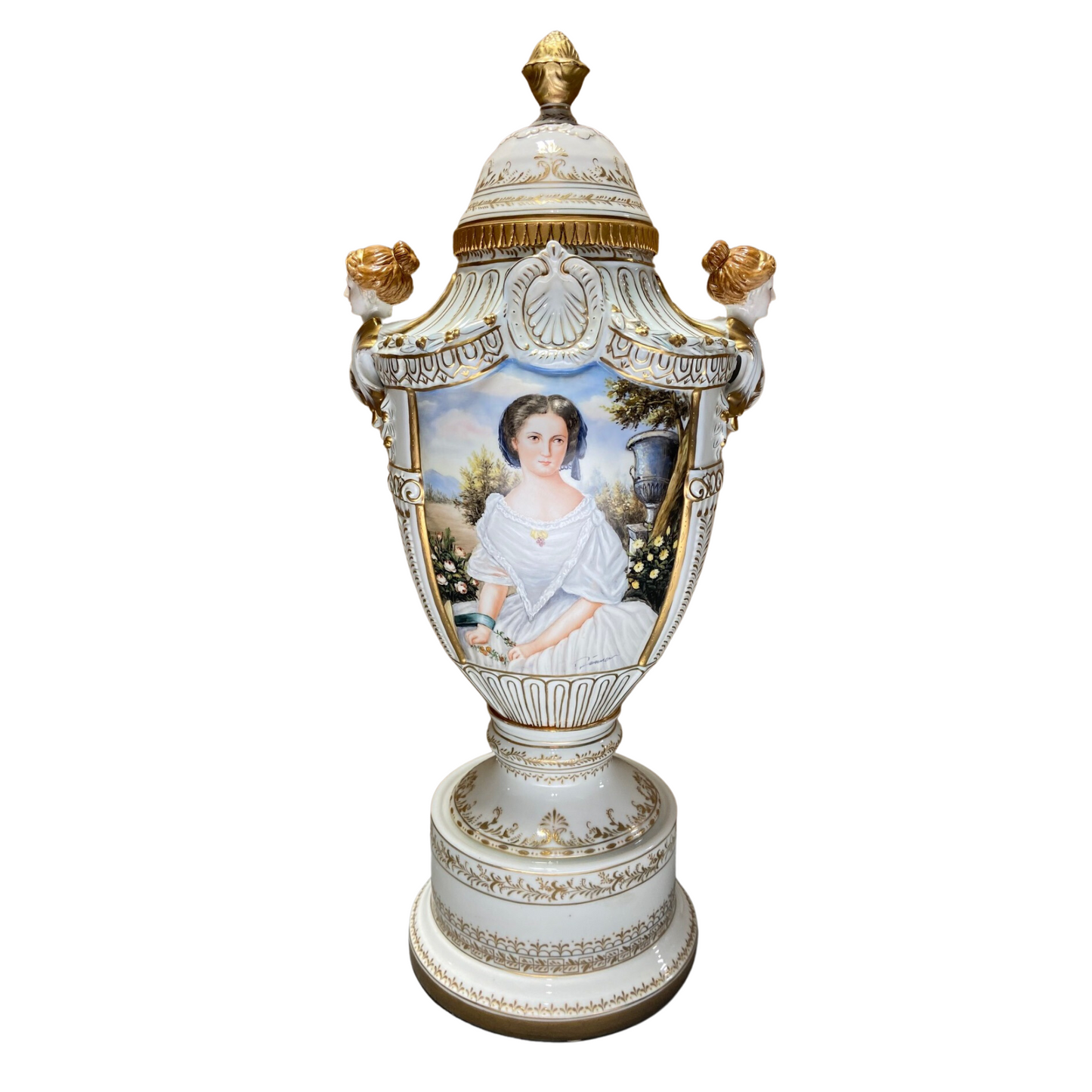 Precioso Jarrón de Porcelana Pintado a Mano