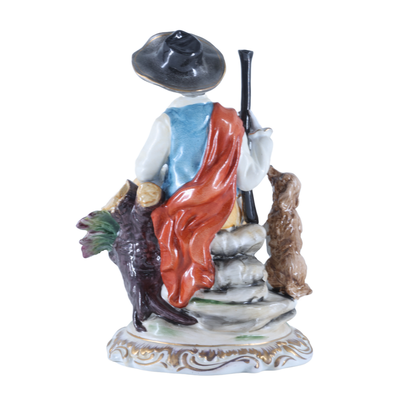 Boy Hunting Rococo Style Hand-painted Porcelain Figurine