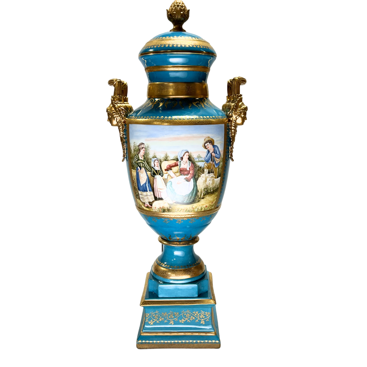 Gorgeous Hand-painted Porcelain And Bronze Vase