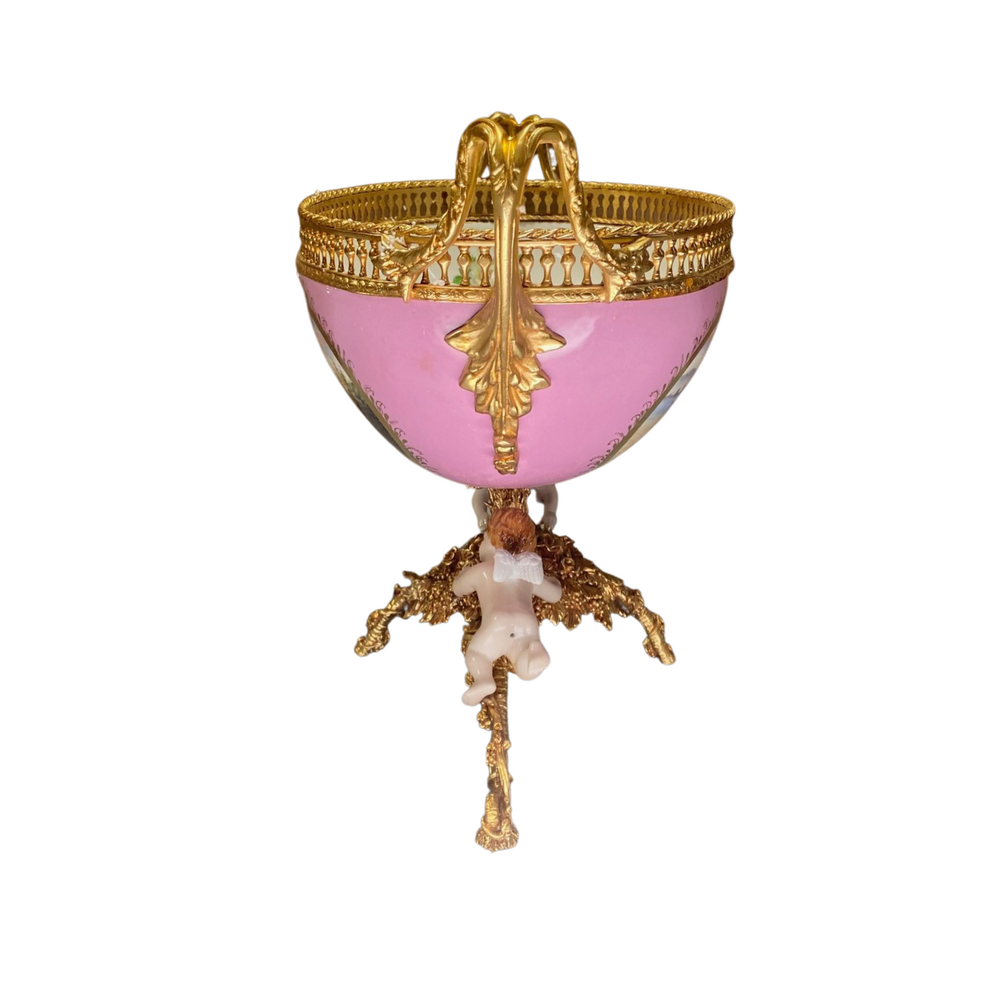 Romantic Porcelain and Bronze Serving Bowl