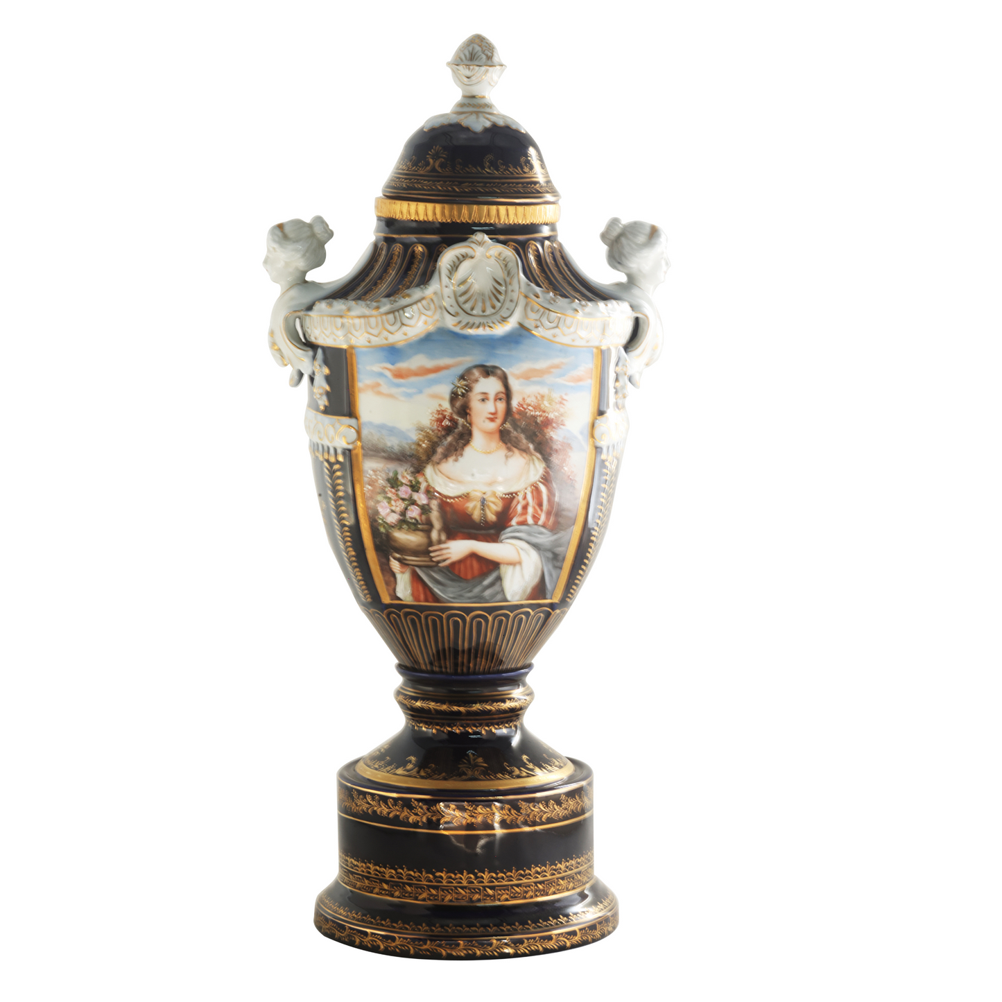 Precioso Jarrón de Porcelana Pintado a Mano