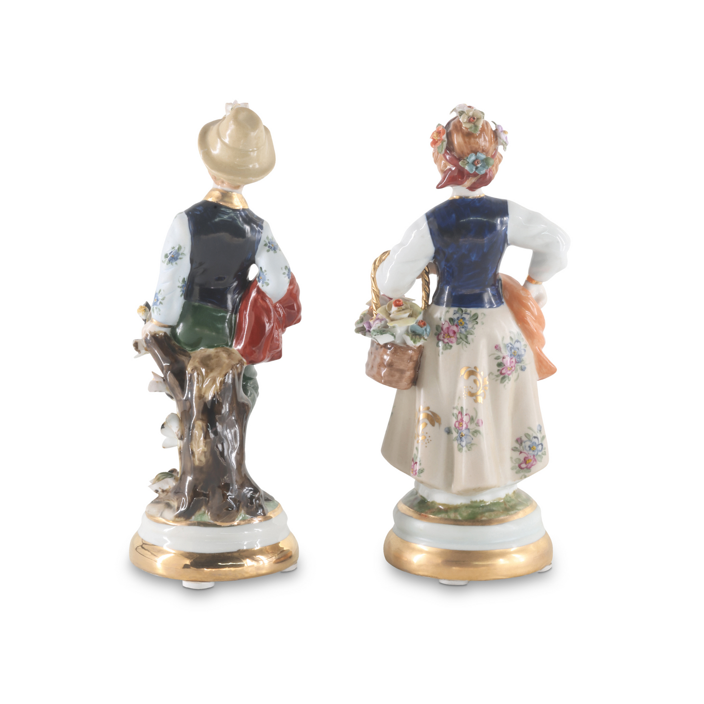 Pareja de Figuras Niña y Niño de Porcelana Estilo Rococó