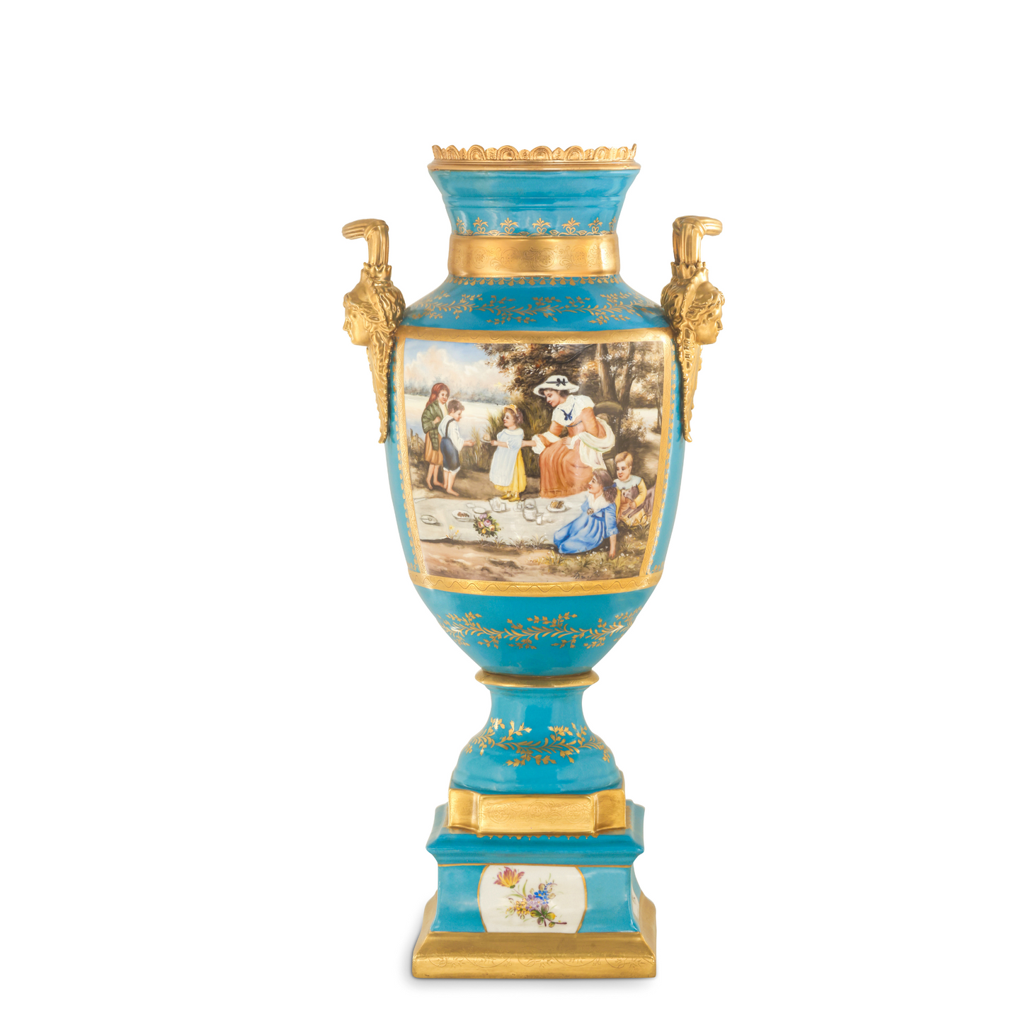 Gorgeous Hand-painted Porcelain And Bronze Vase