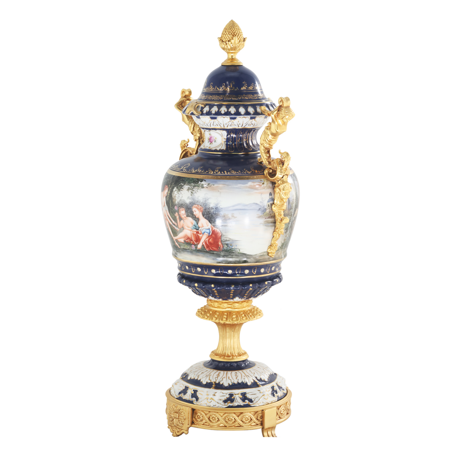 Bronze Handle Rococo Porcelain Vase