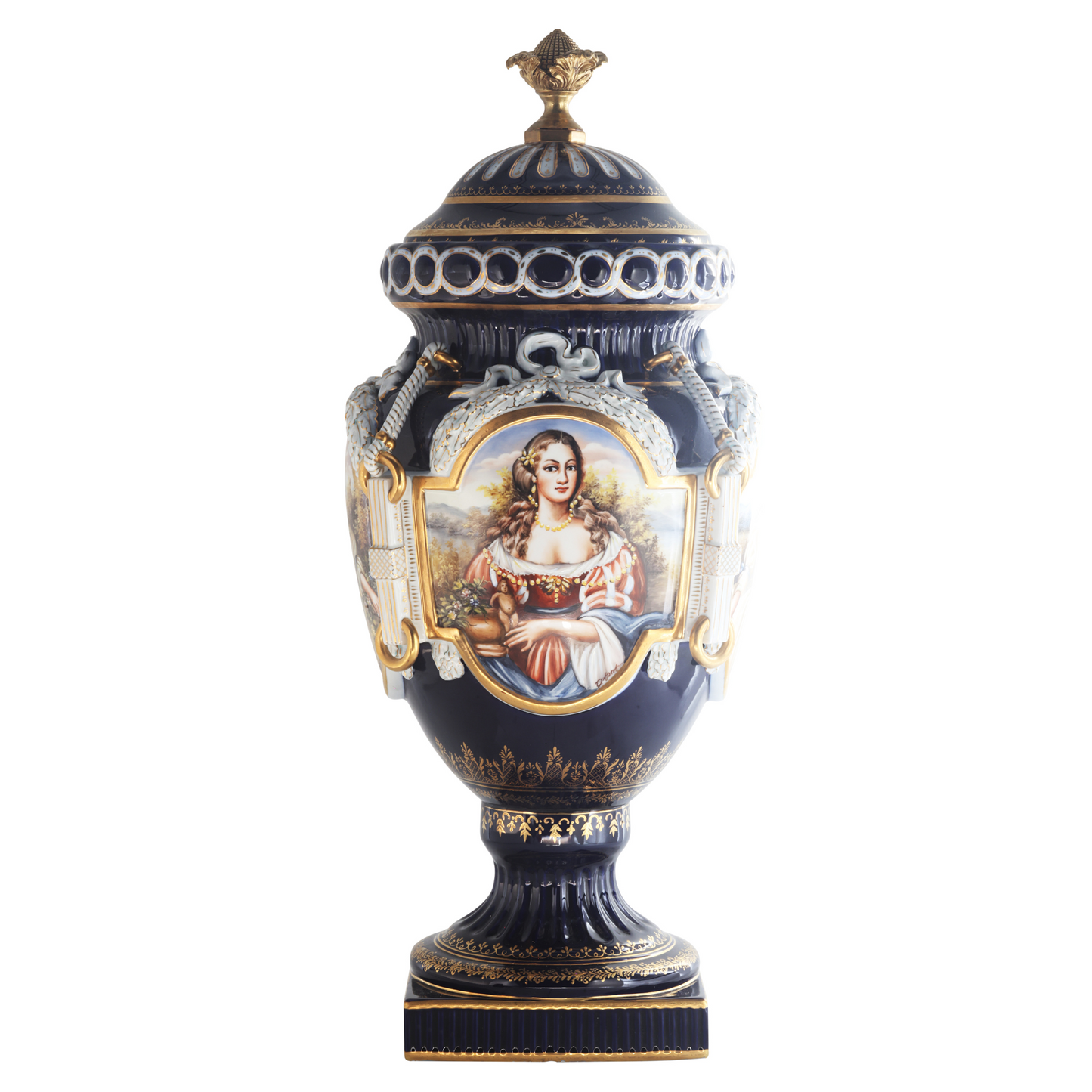Hand Painted Rococo Style Porcelain Vase