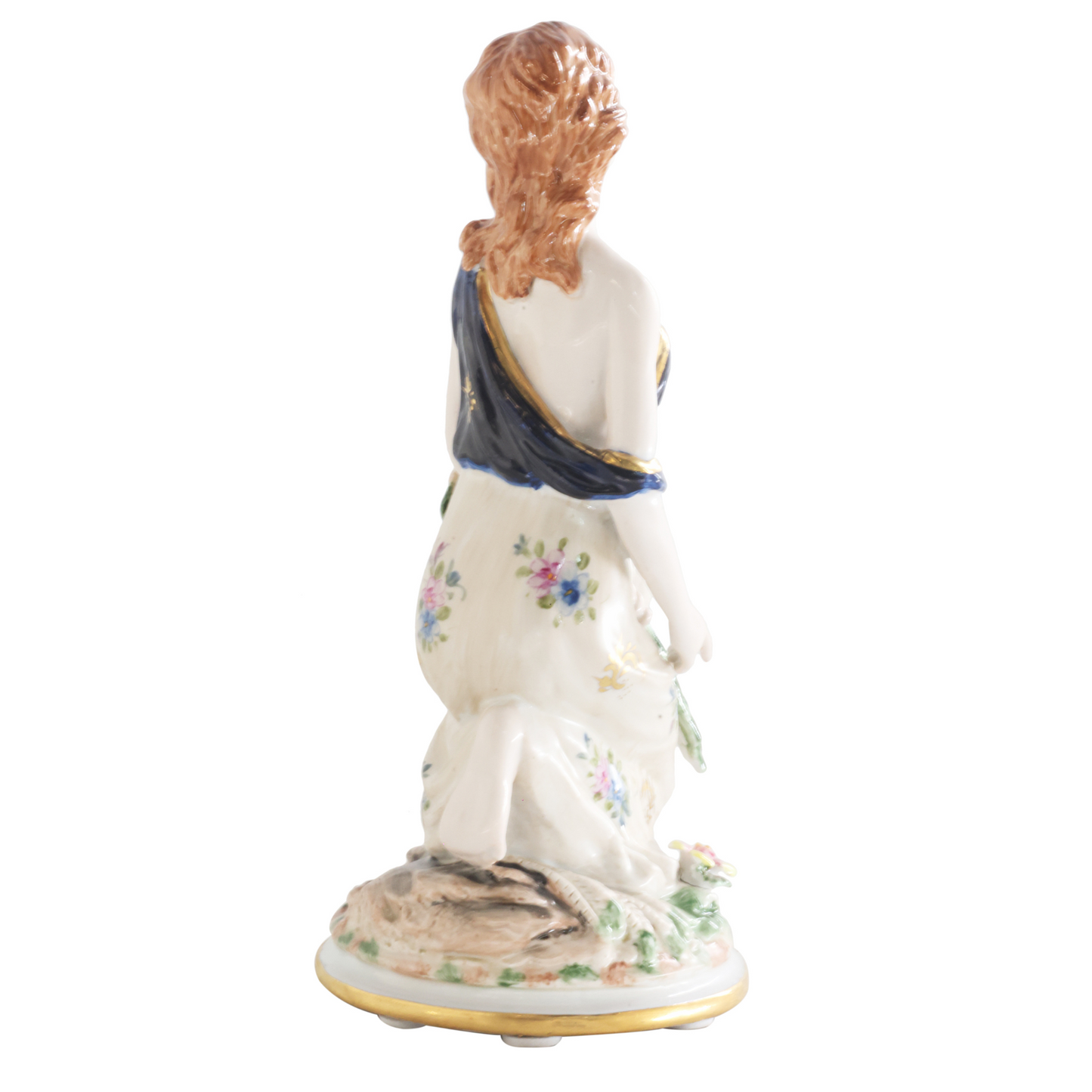 Woman Picking Flowers Porcelain Figurine