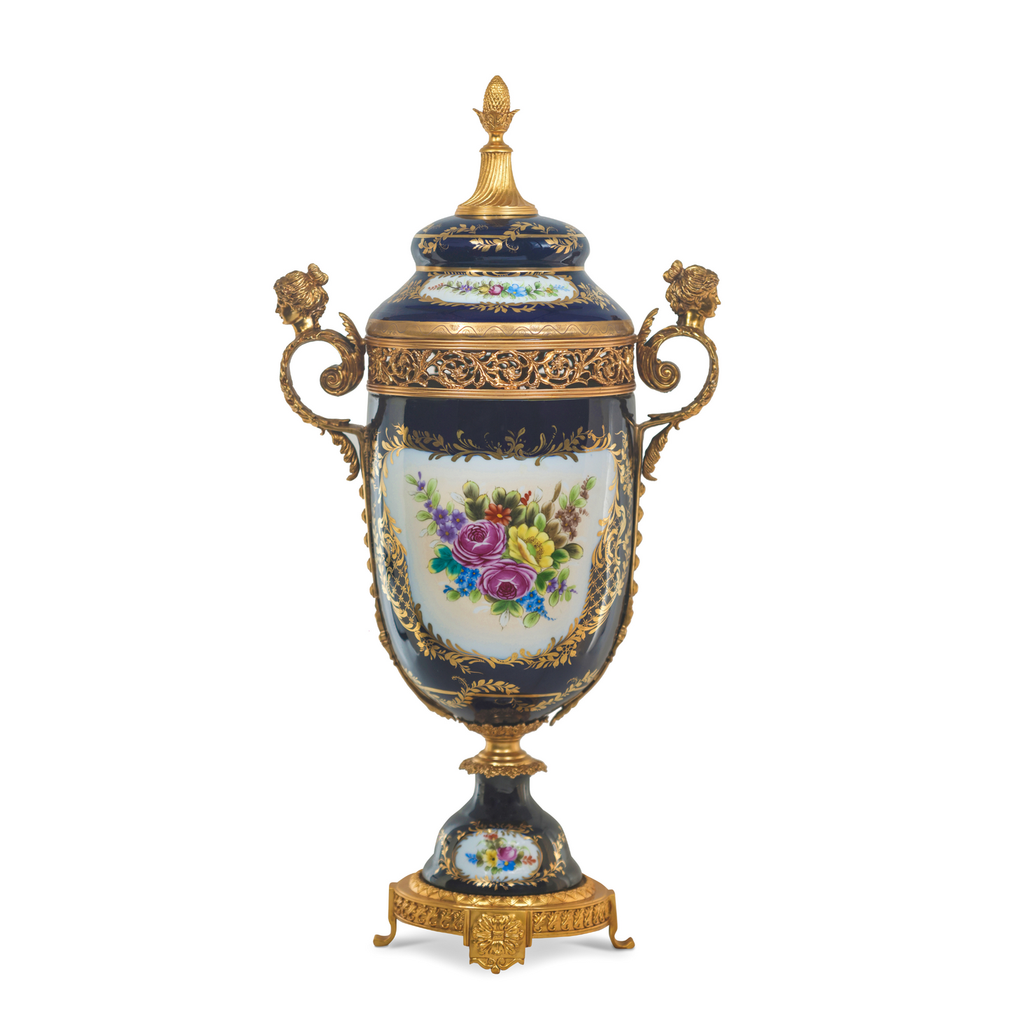 Hand-painted Potpourri Porcelain And Bronze Jar