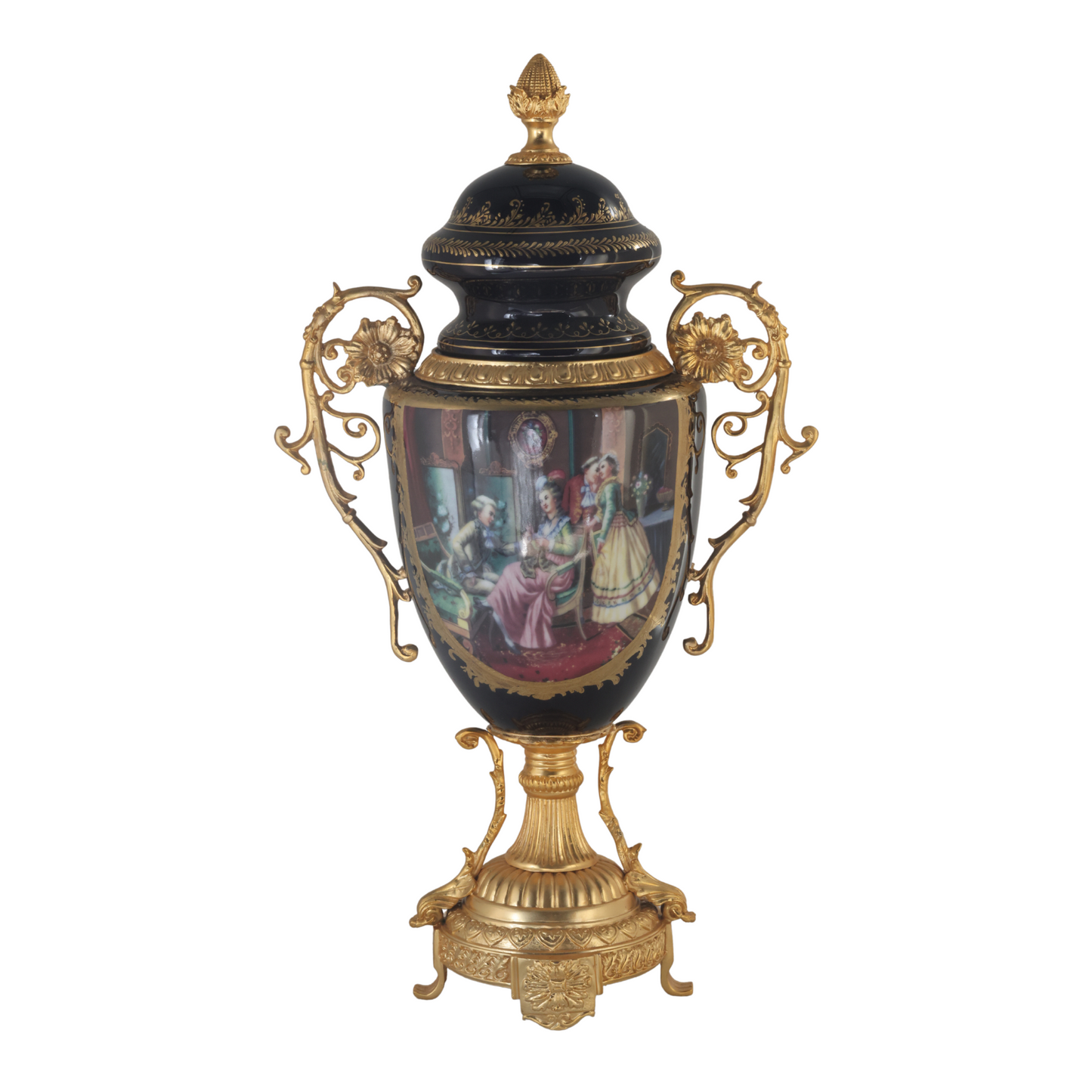 Bronze Handle Rococo Porcelain Vase