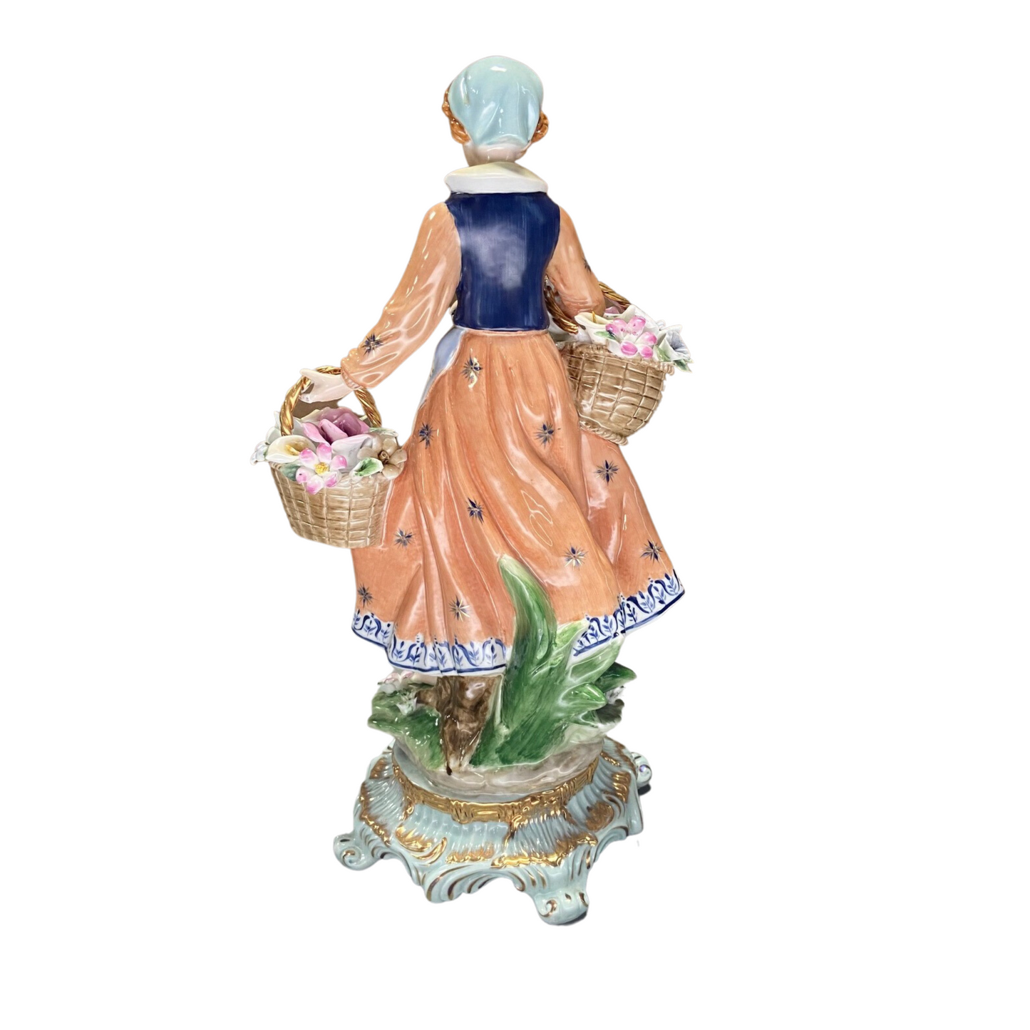Girl With Flower Baskets Porcelain Figurine