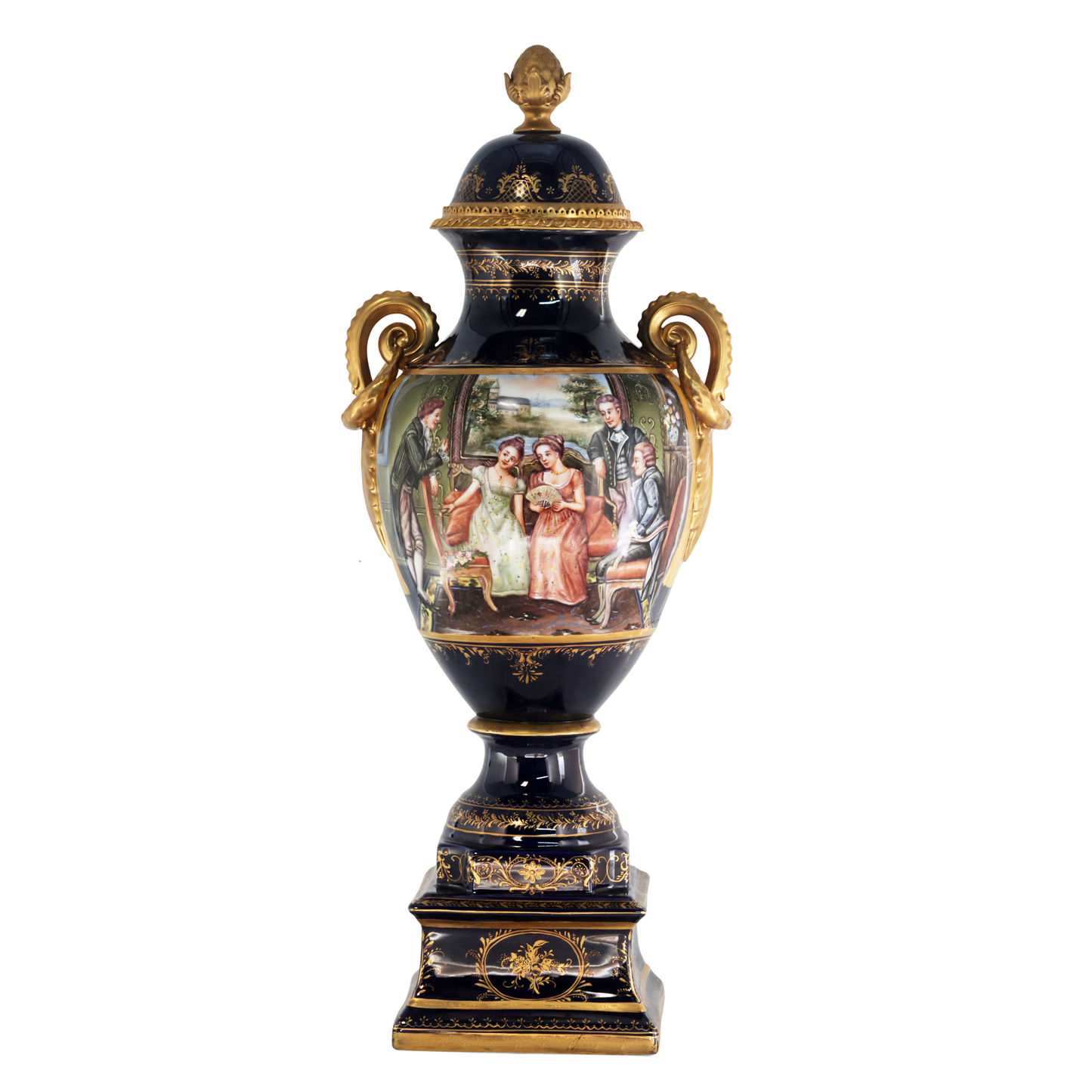 Hand-paintedDark Blue Courtship Vase