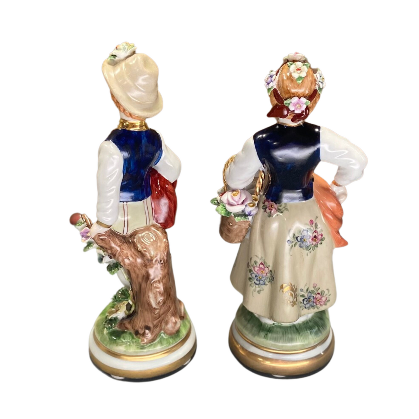 Rococo Style Porcelain Young Girl & Boy Figurine Pair