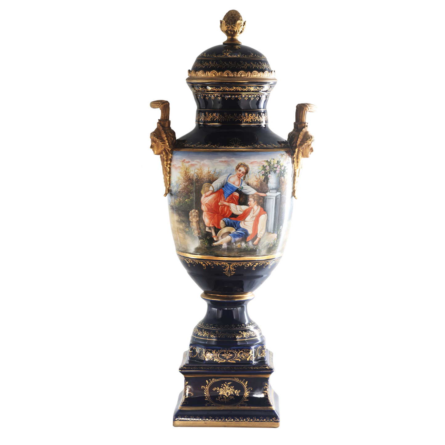 Gorgeous Hand-painted Porcelain And Bronze Vase