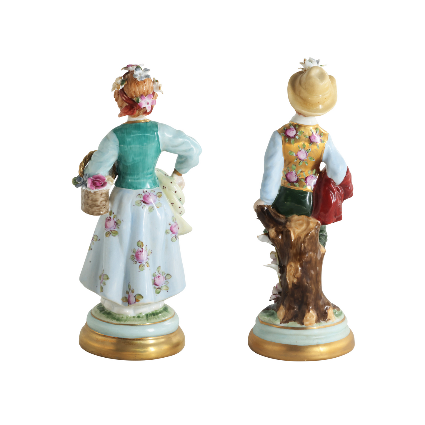 Rococo Style Porcelain Young Girl & Boy Figurine Pair