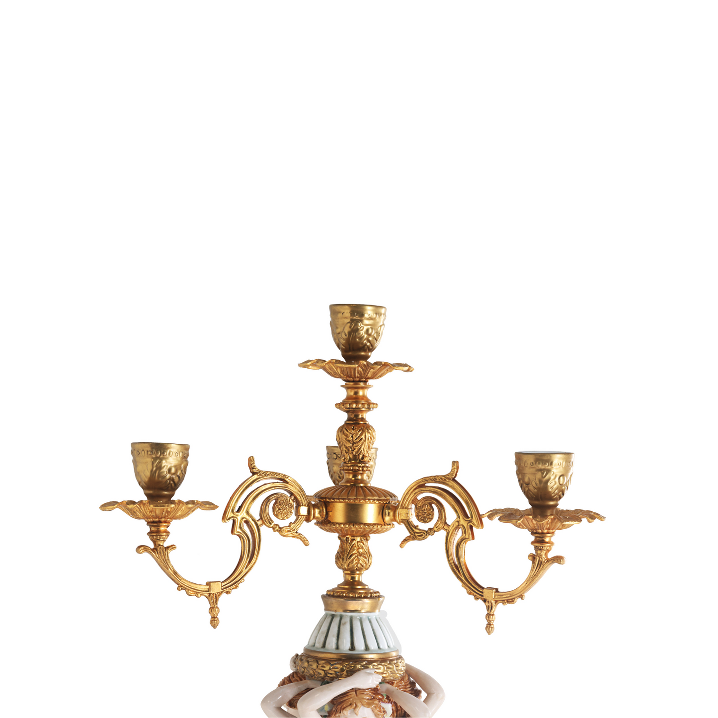 Four Cup Hand-Painted Candle Holder With Porcelain Lady