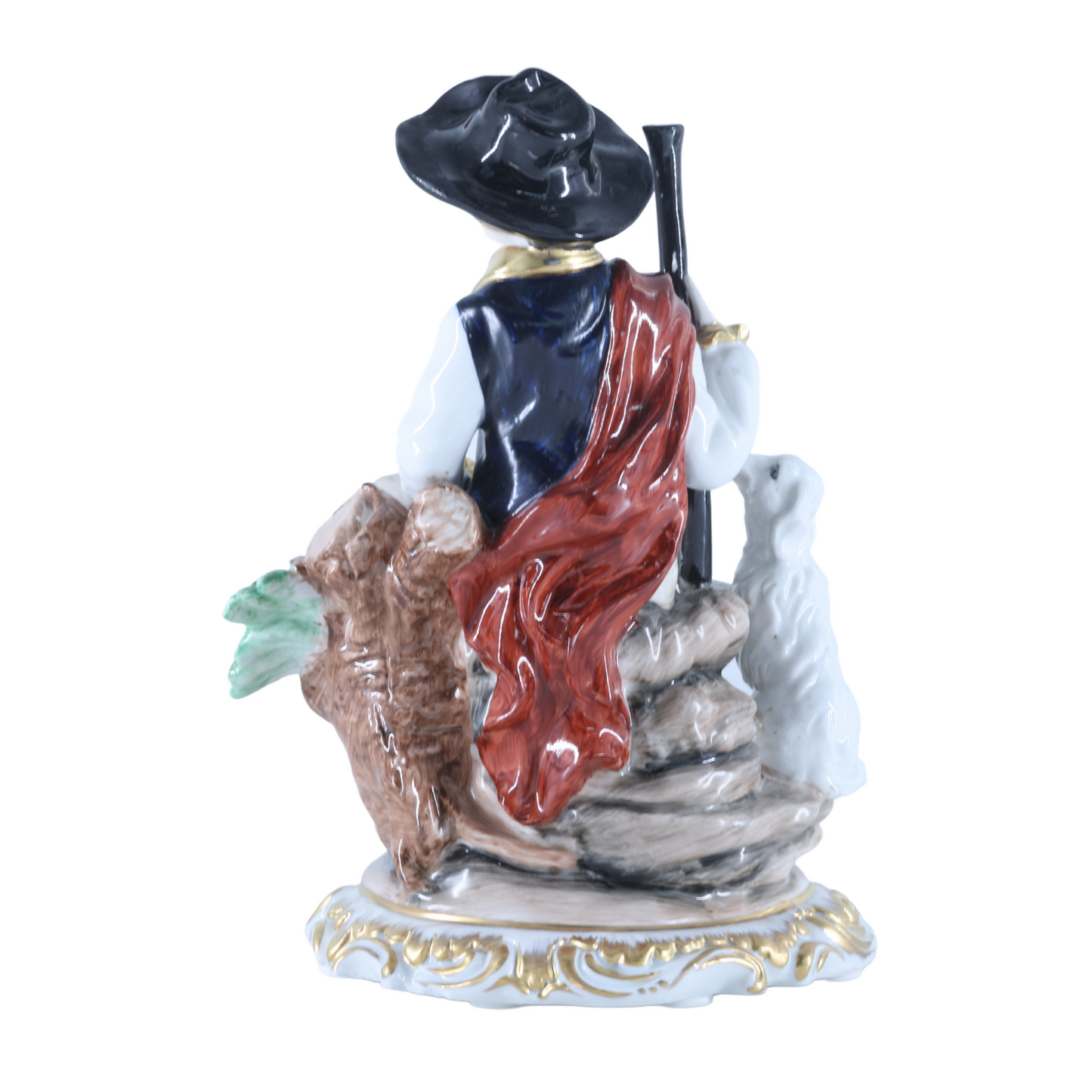 Boy Hunting Rococo Style Hand-painted Porcelain Figurine