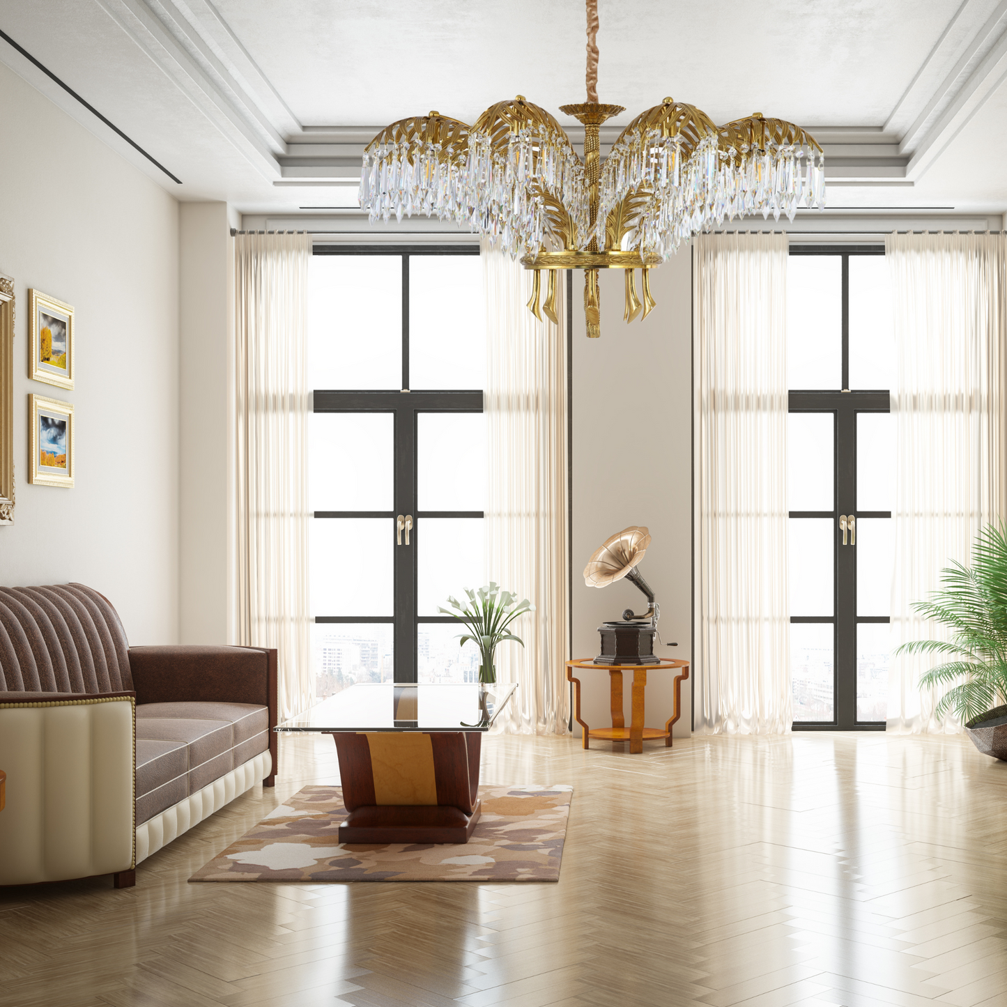 DECOELEVEN ™ Art Deco Style Palm Branch Chandelier
