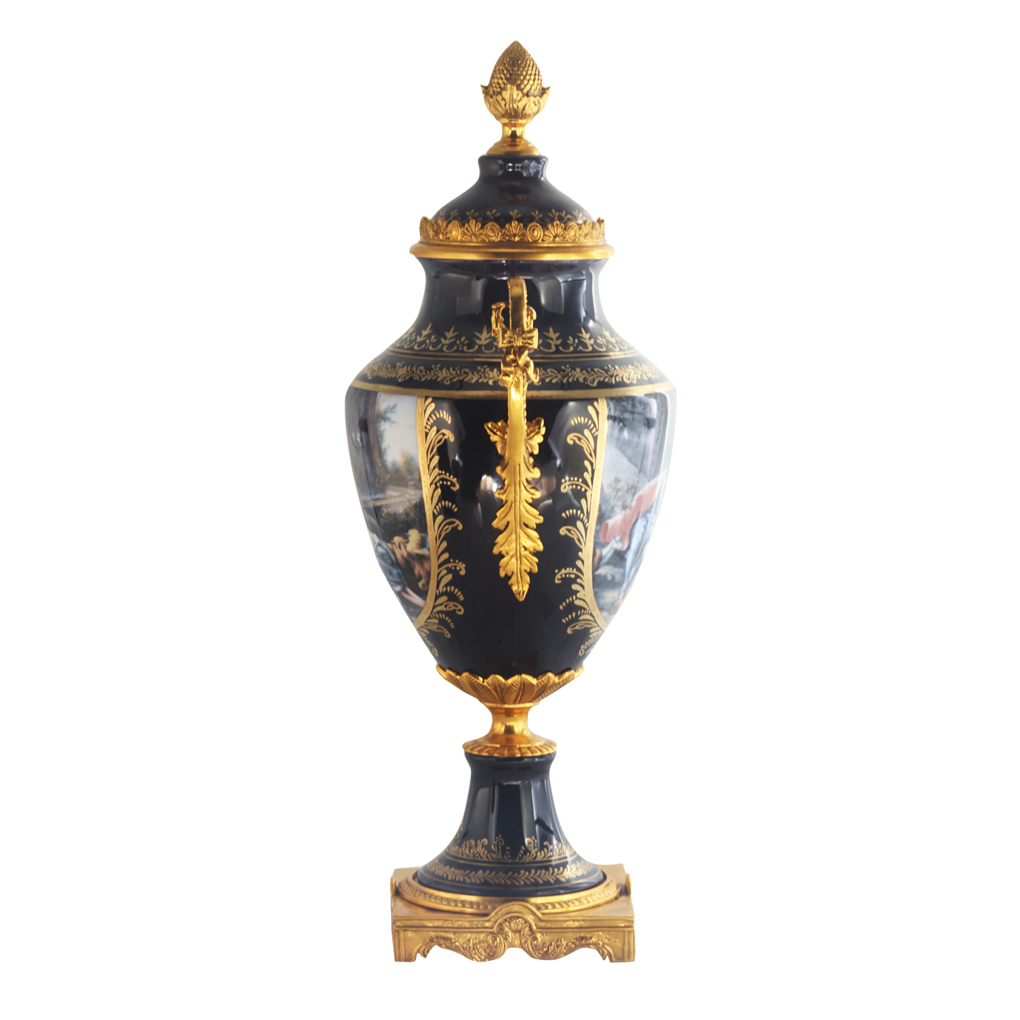 Bronze Handle Rococo Porcelain Vase