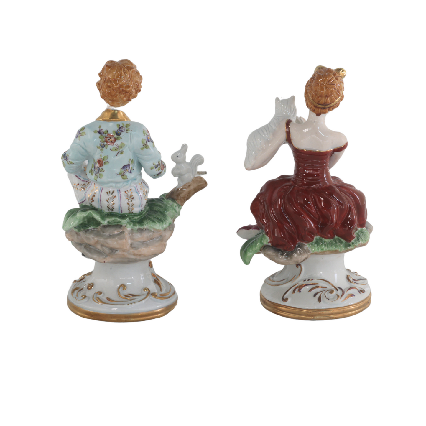 Rococo Style Porcelain Young Girl & Boy Figurine Pair