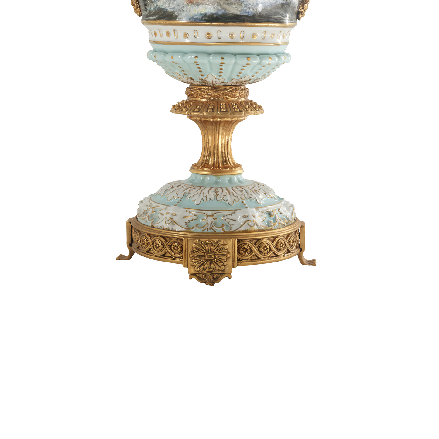Hand-Painted Bronze Handle French Style Porcelain Vase