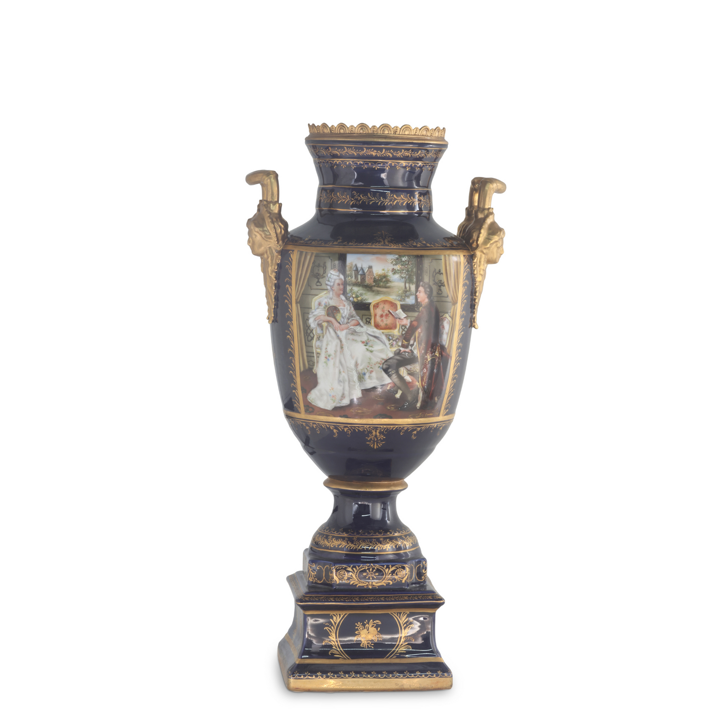 Gorgeous Hand-painted Porcelain And Bronze Vase