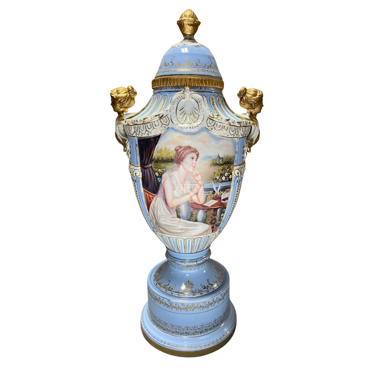 Precioso Jarrón de Porcelana Pintado a Mano