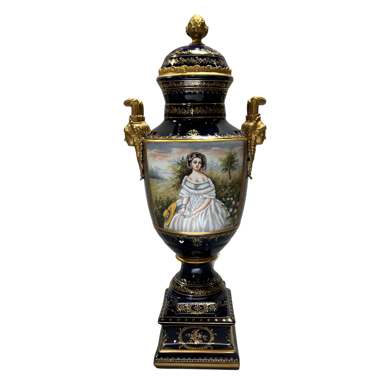 Gorgeous Hand-painted Porcelain And Bronze Vase
