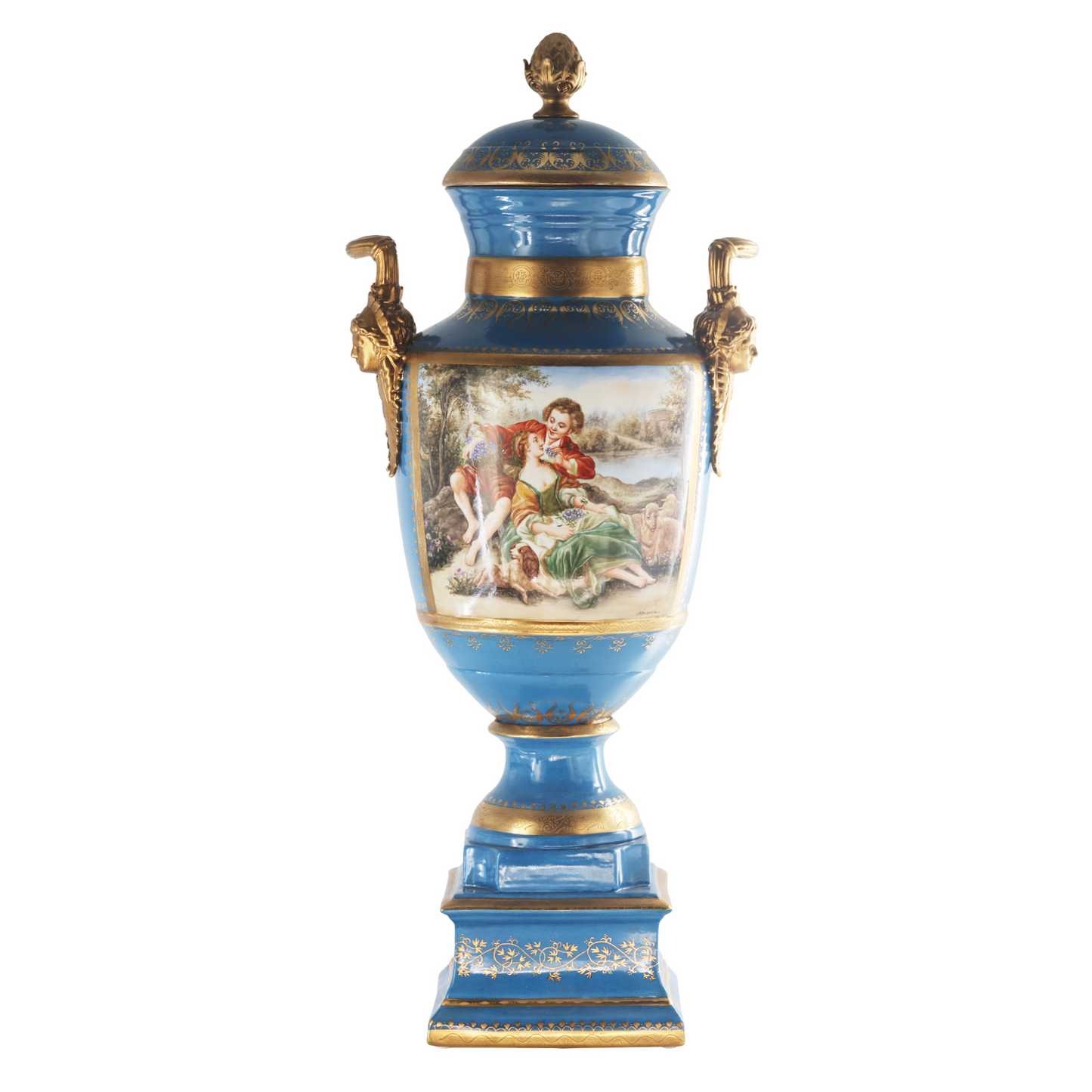 Hand-painted Porcelain Urn with Floral Motif