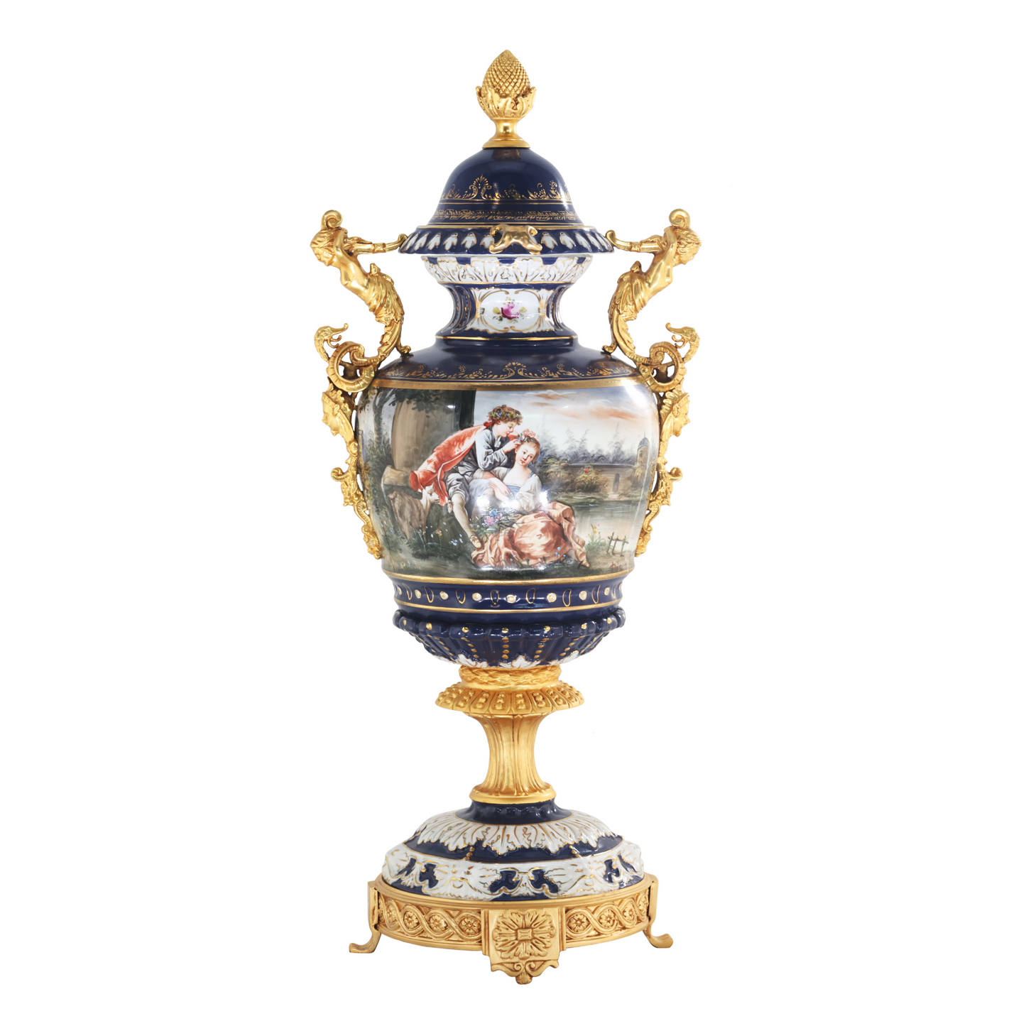 Bronze Handle Rococo Porcelain Vase