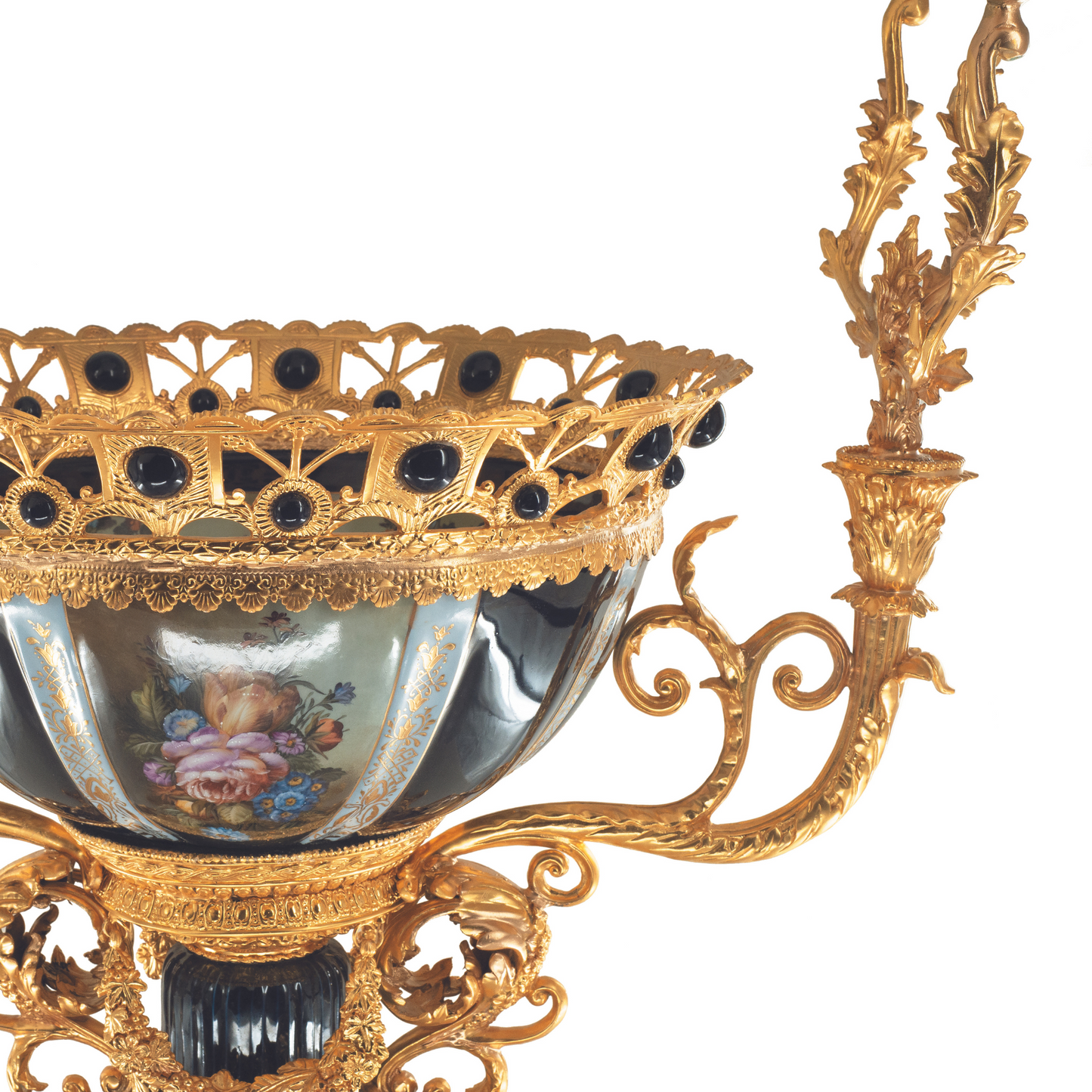 Porcelain Decorative Hand-Painted Center Piece Bowl & Candelabra