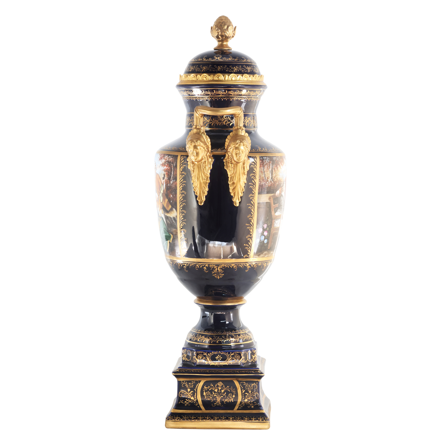 Gorgeous Hand Painted Porcelain And Bronze Vase
