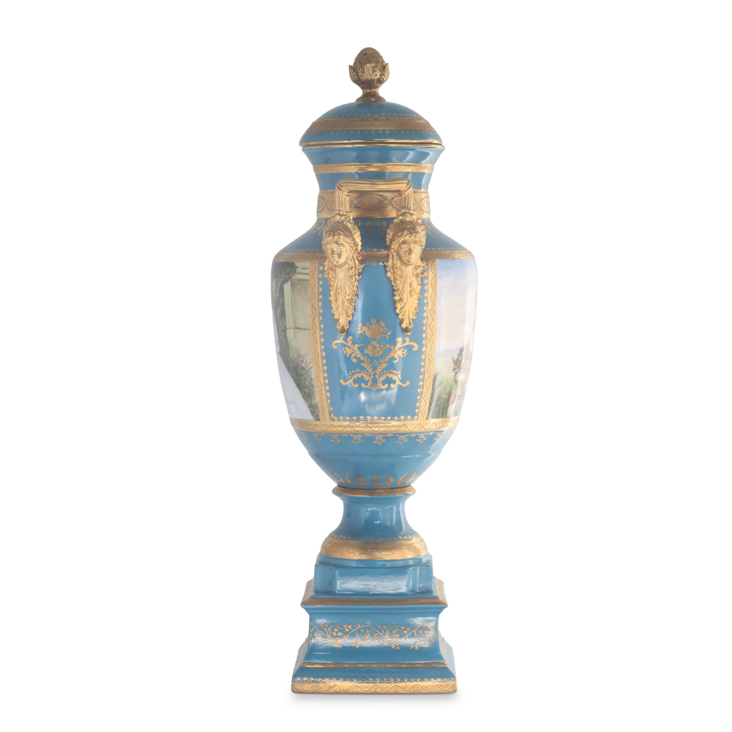 Gorgeous Hand-painted Porcelain And Bronze Vase