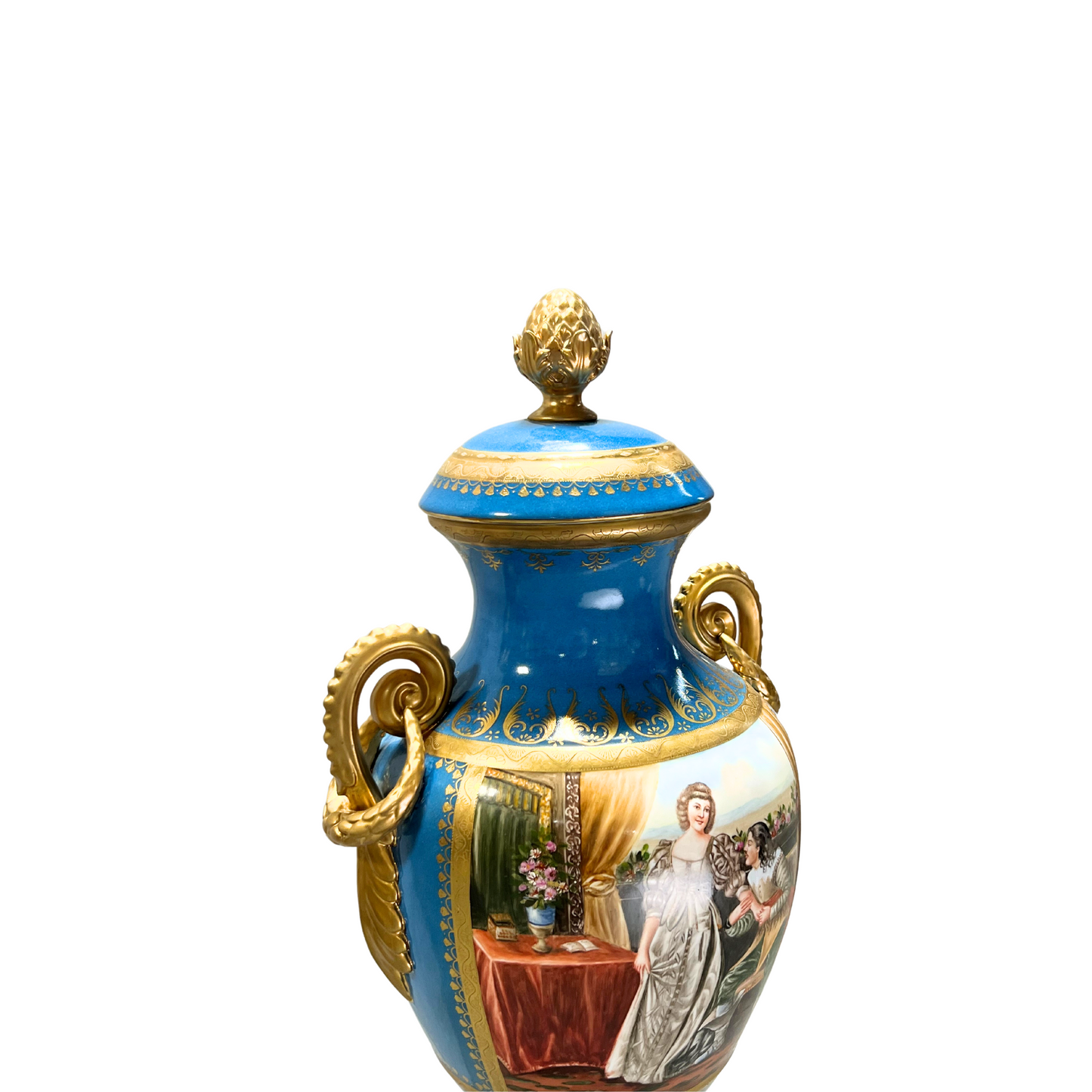 Gorgeous Hand-painted Porcelain And Bronze Vase