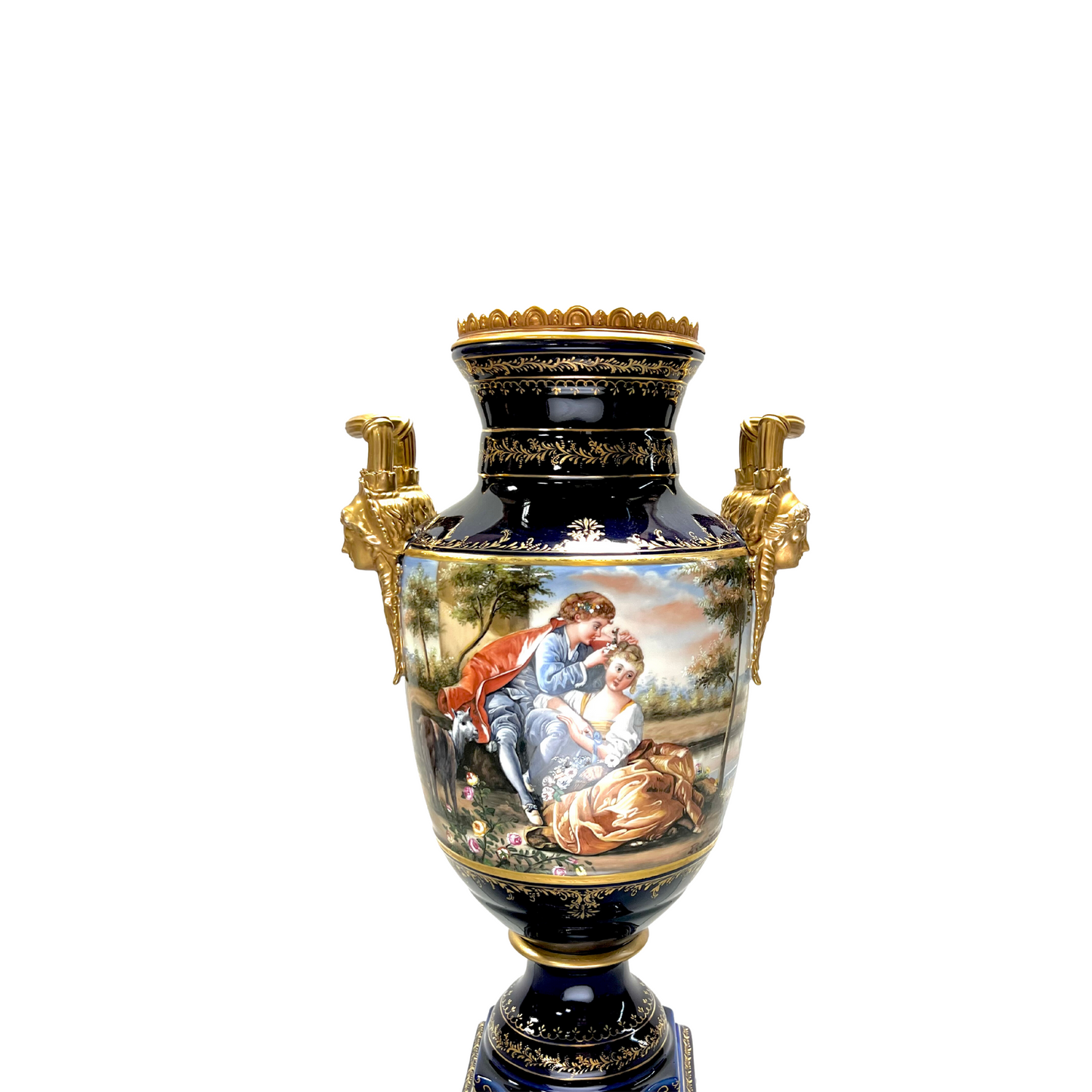 Gorgeous Hand-painted Porcelain And Bronze Vase