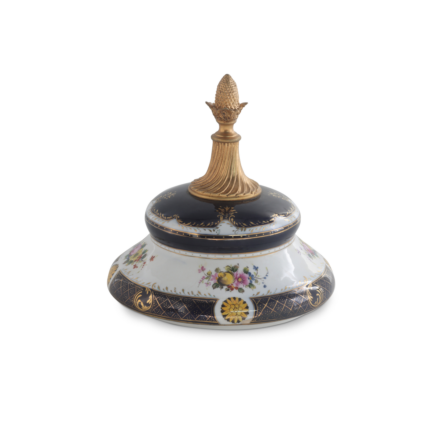 Hand-painted Potpourri Porcelain And Bronze Jar
