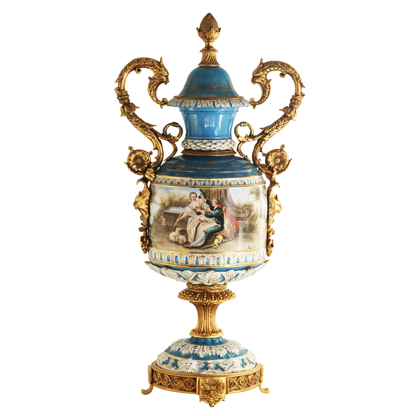 Bronze Handle Rococo Porcelain Vase