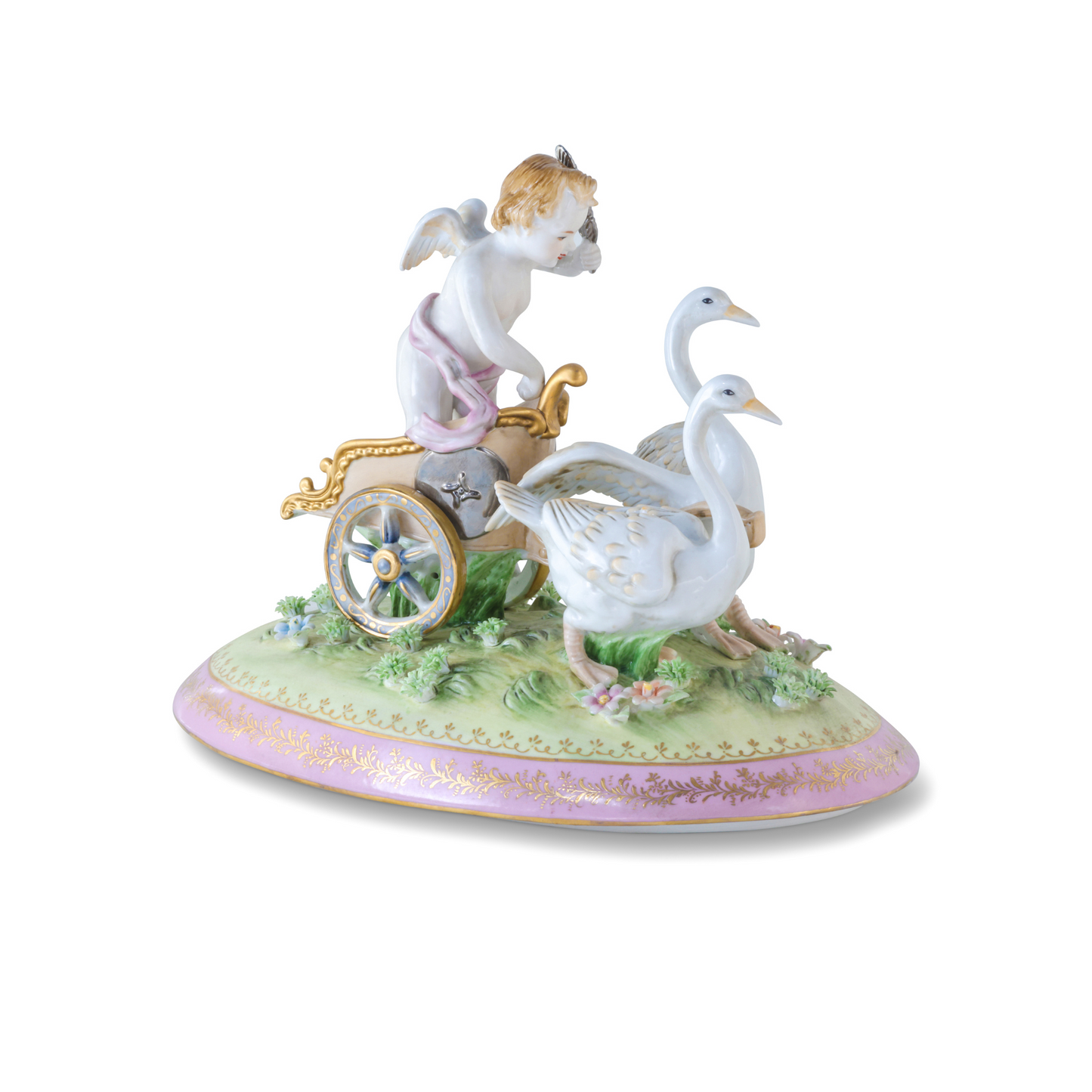 Exceptional Covered Porcelain Cherub Jar