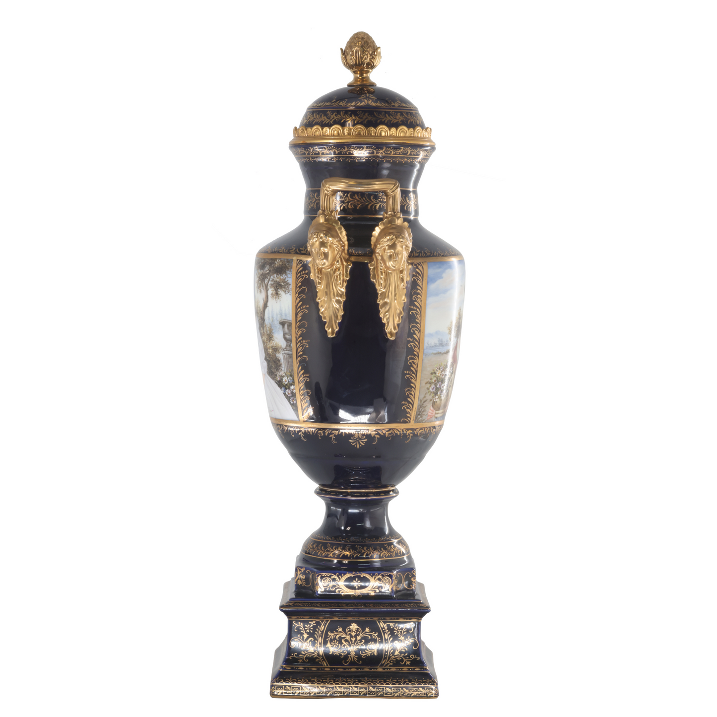 Gorgeous Hand-painted Porcelain And Bronze Vase
