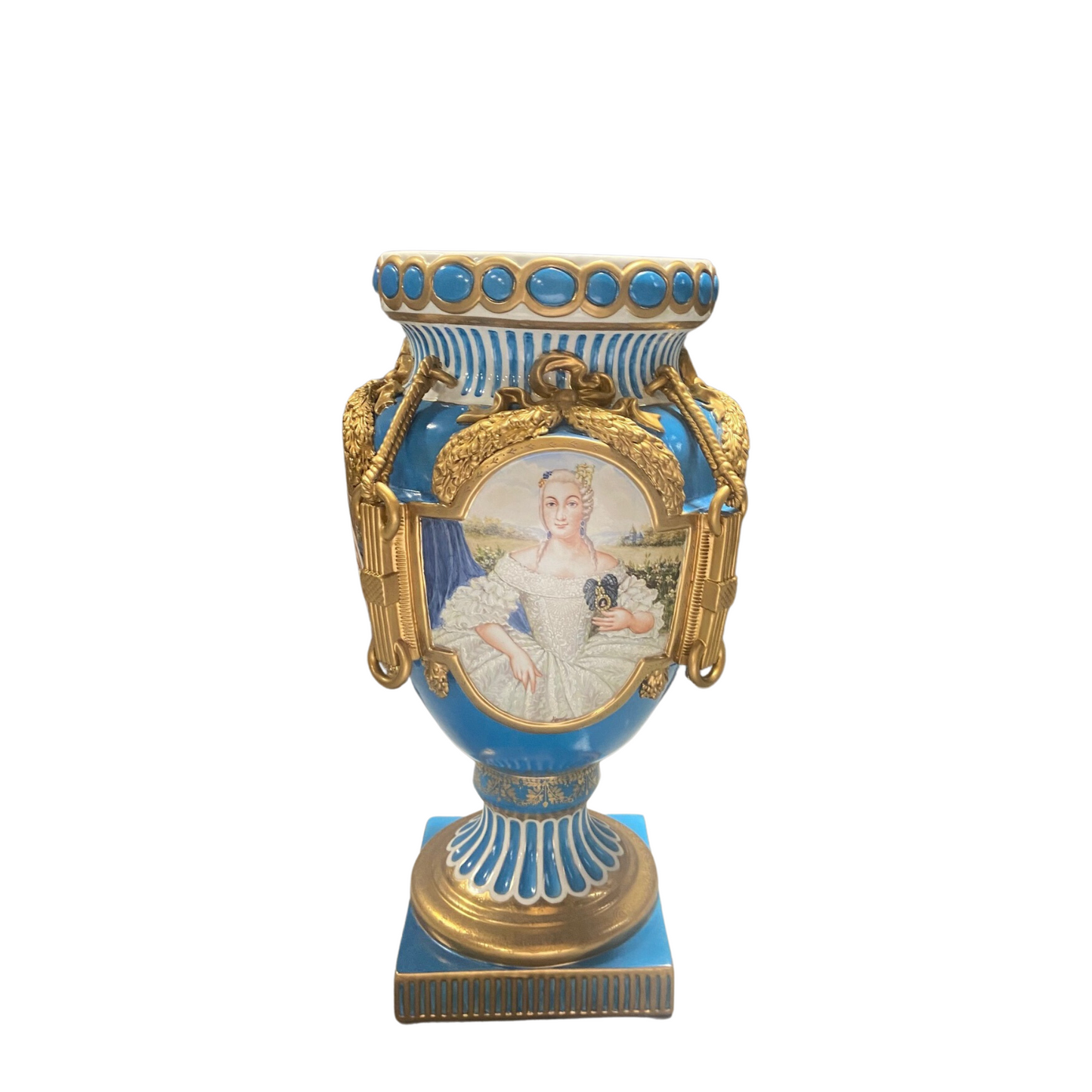 Jarrón de Porcelana Estilo Rococó Pintado a Mano